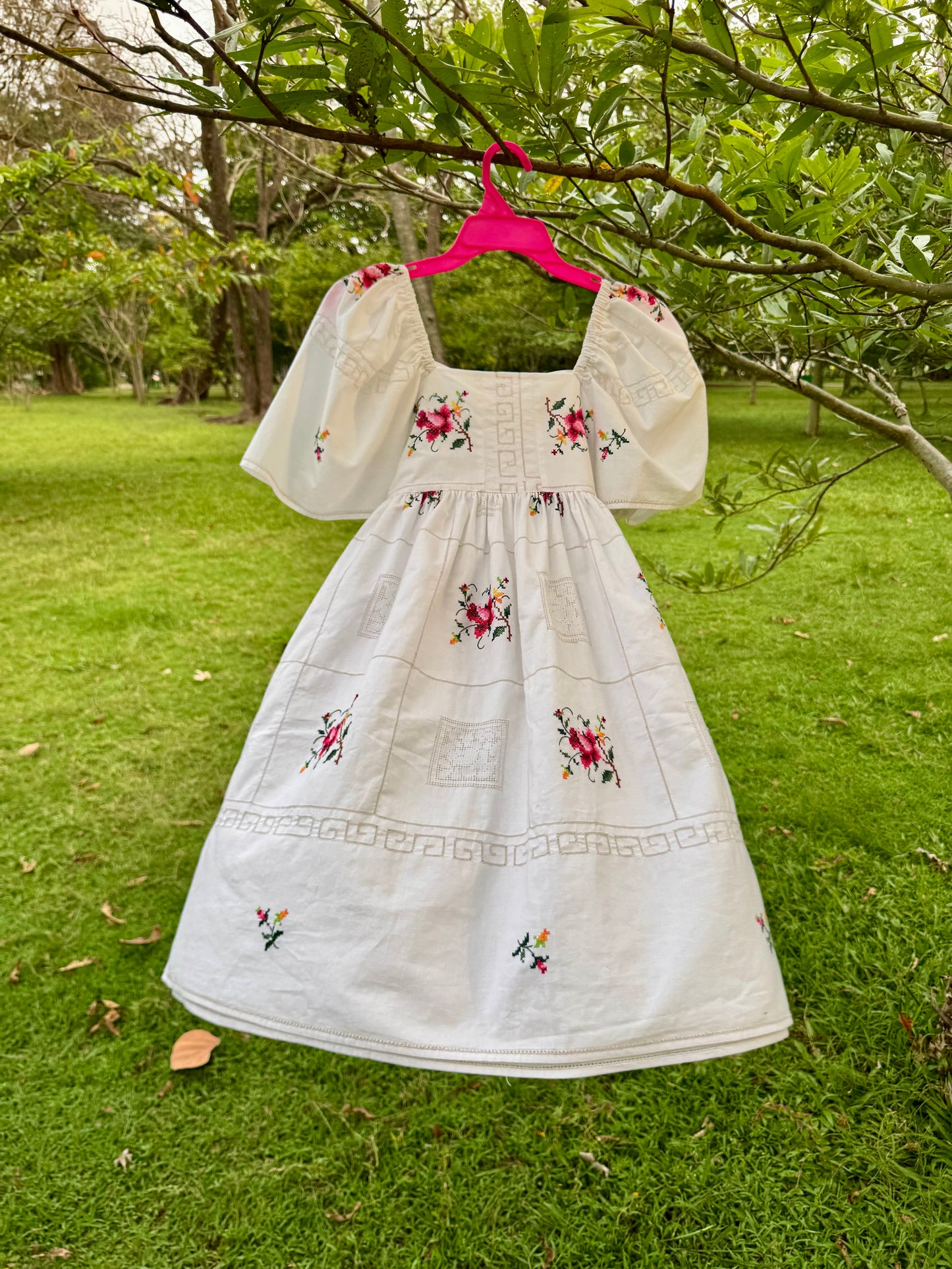 Roses embroidery short dress