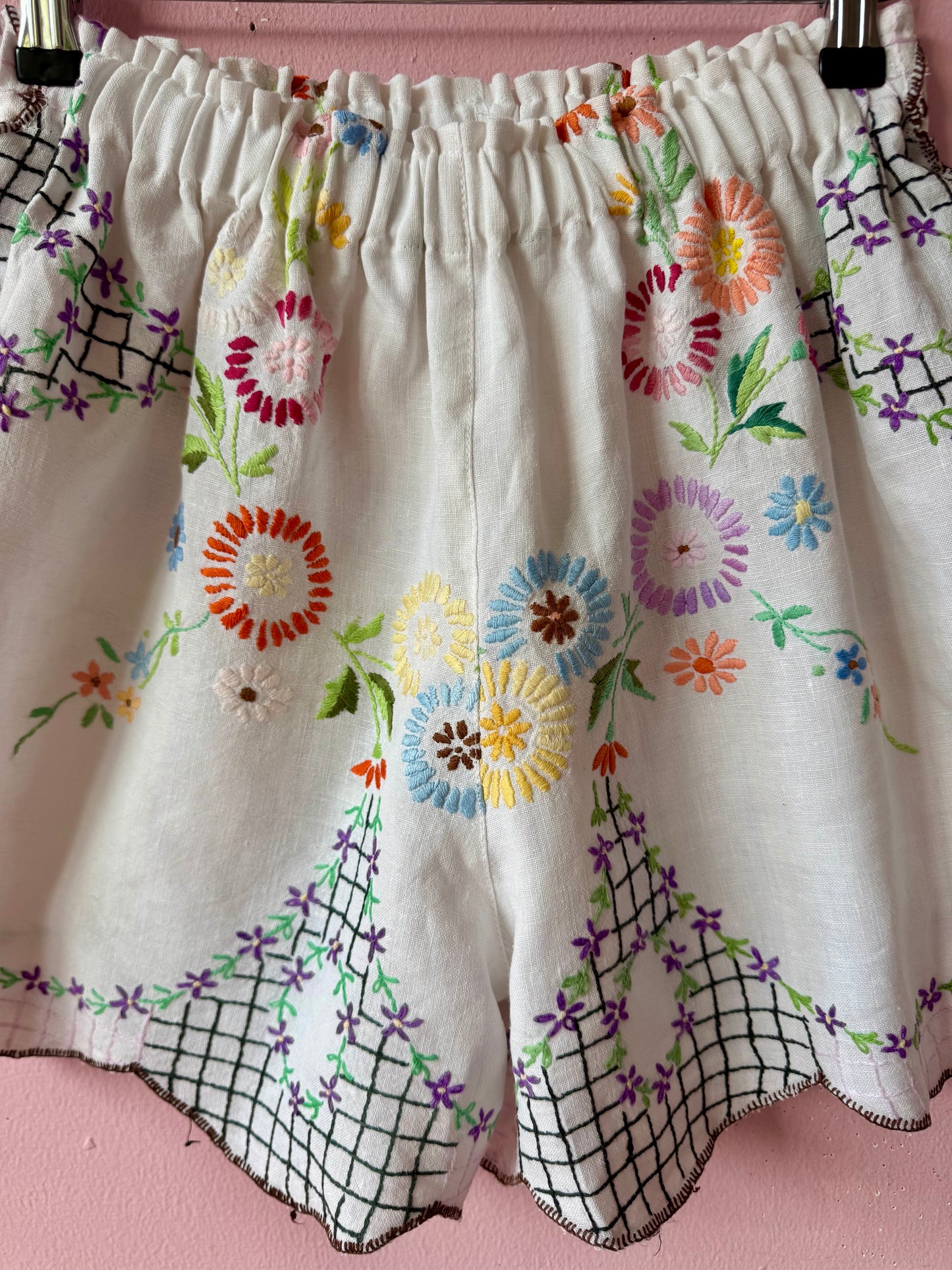 Floral shorts set with brown ric rac