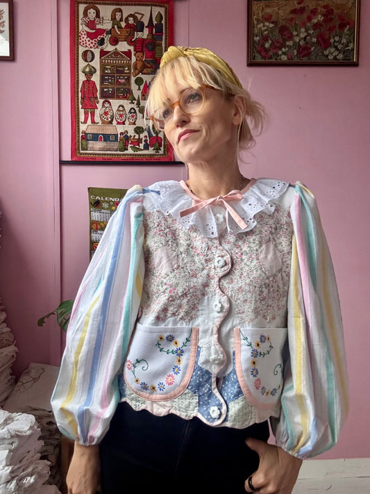 Patchwork and stripes blouse