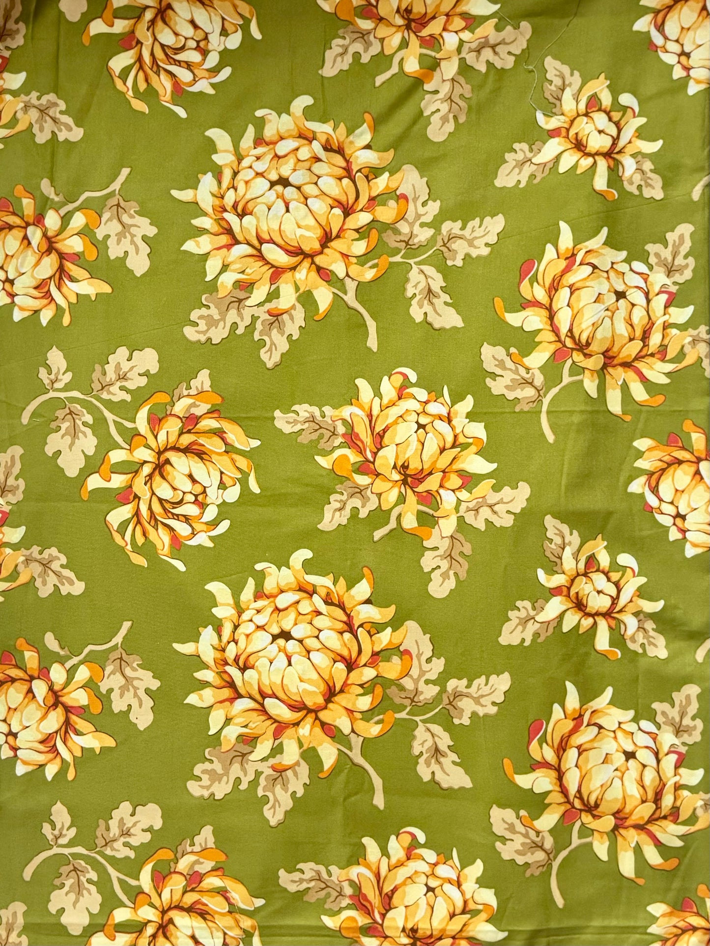 Green/yellow floral fabric for custom order dress with detachable collar