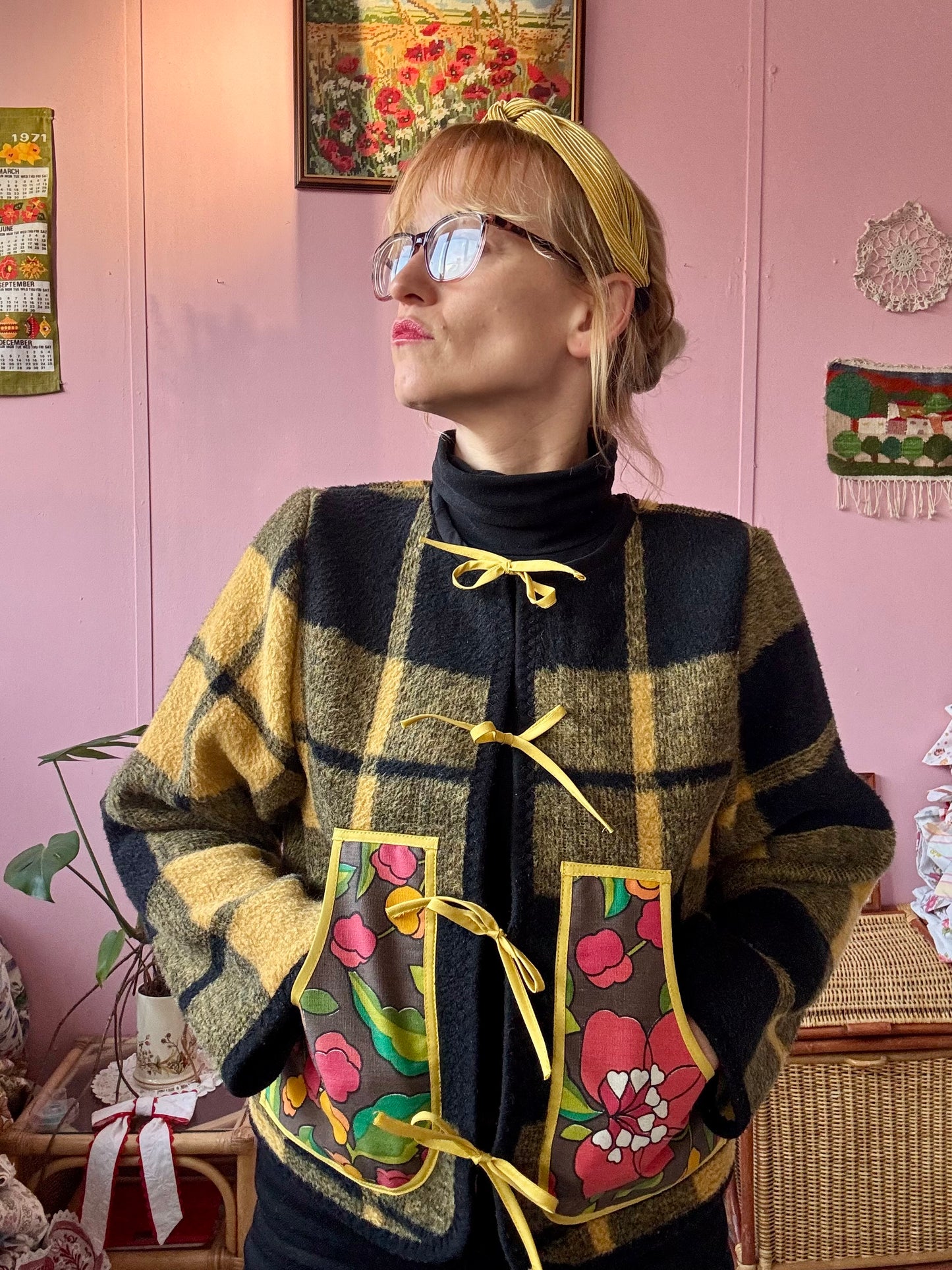 Black and yellow blanket jacket
