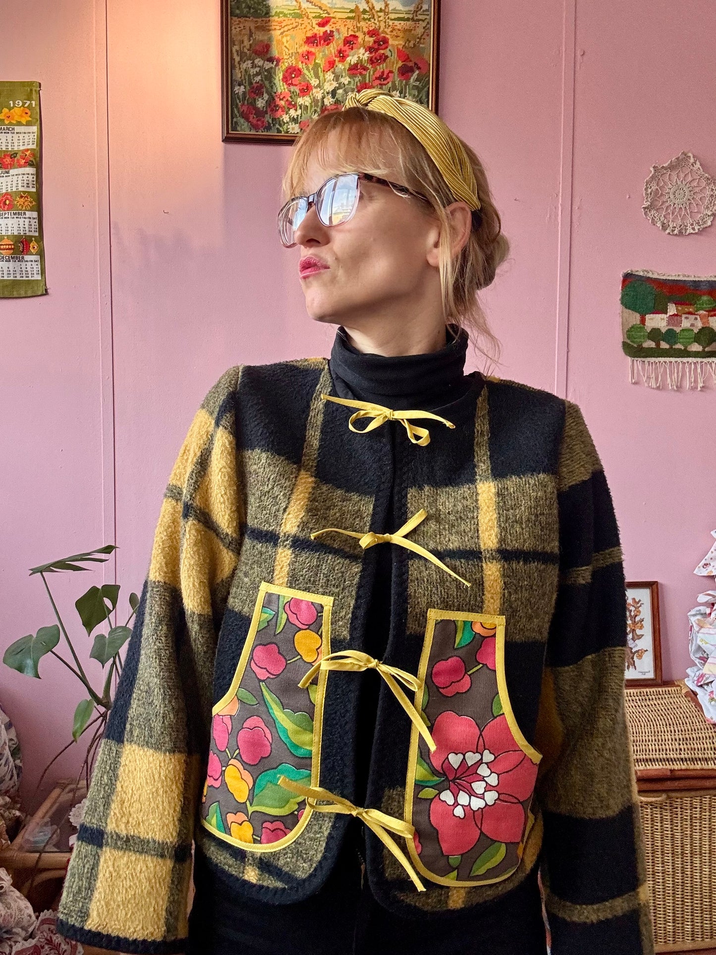 Black and yellow blanket jacket