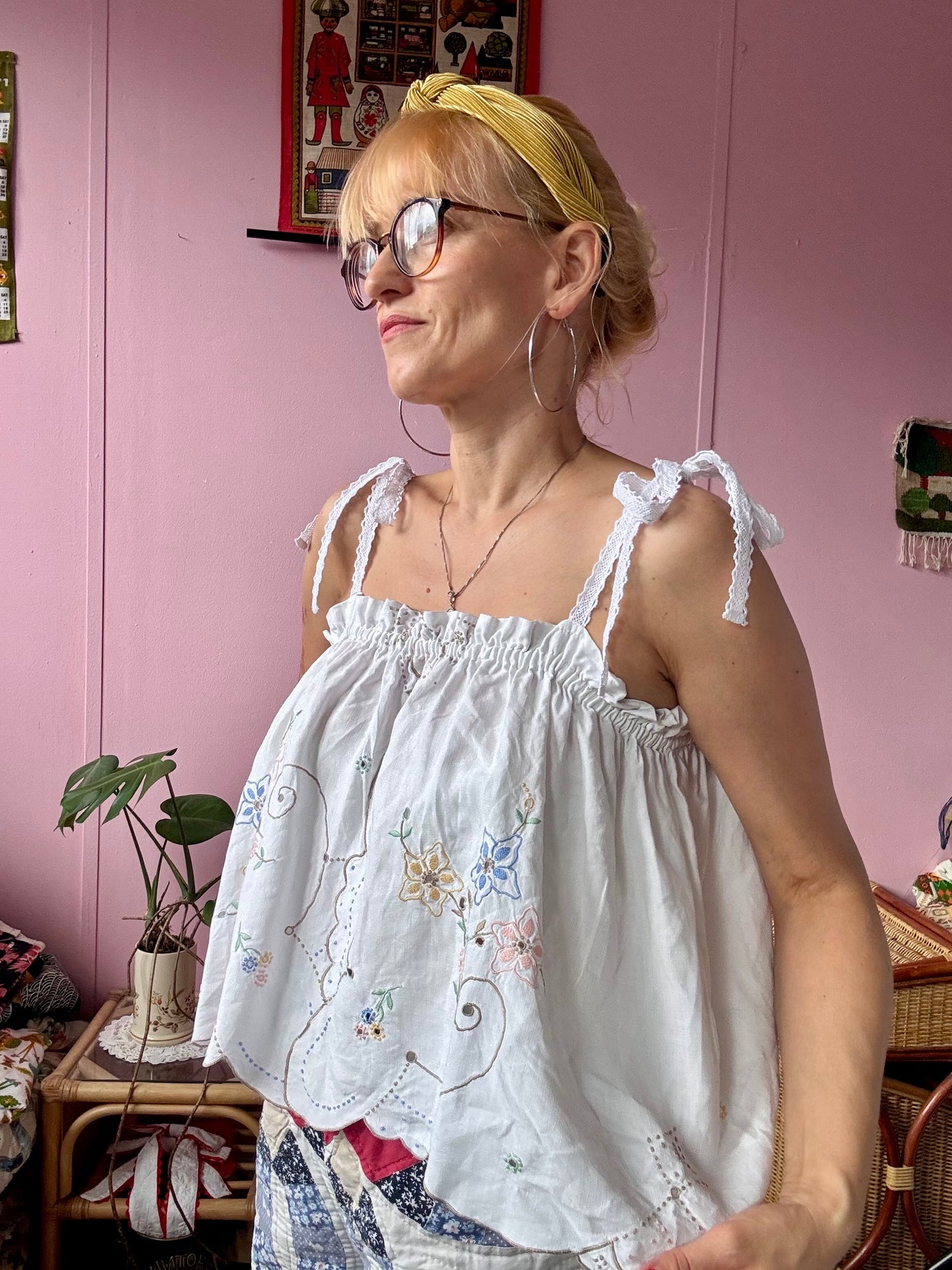 Madeira summer top with lace straps