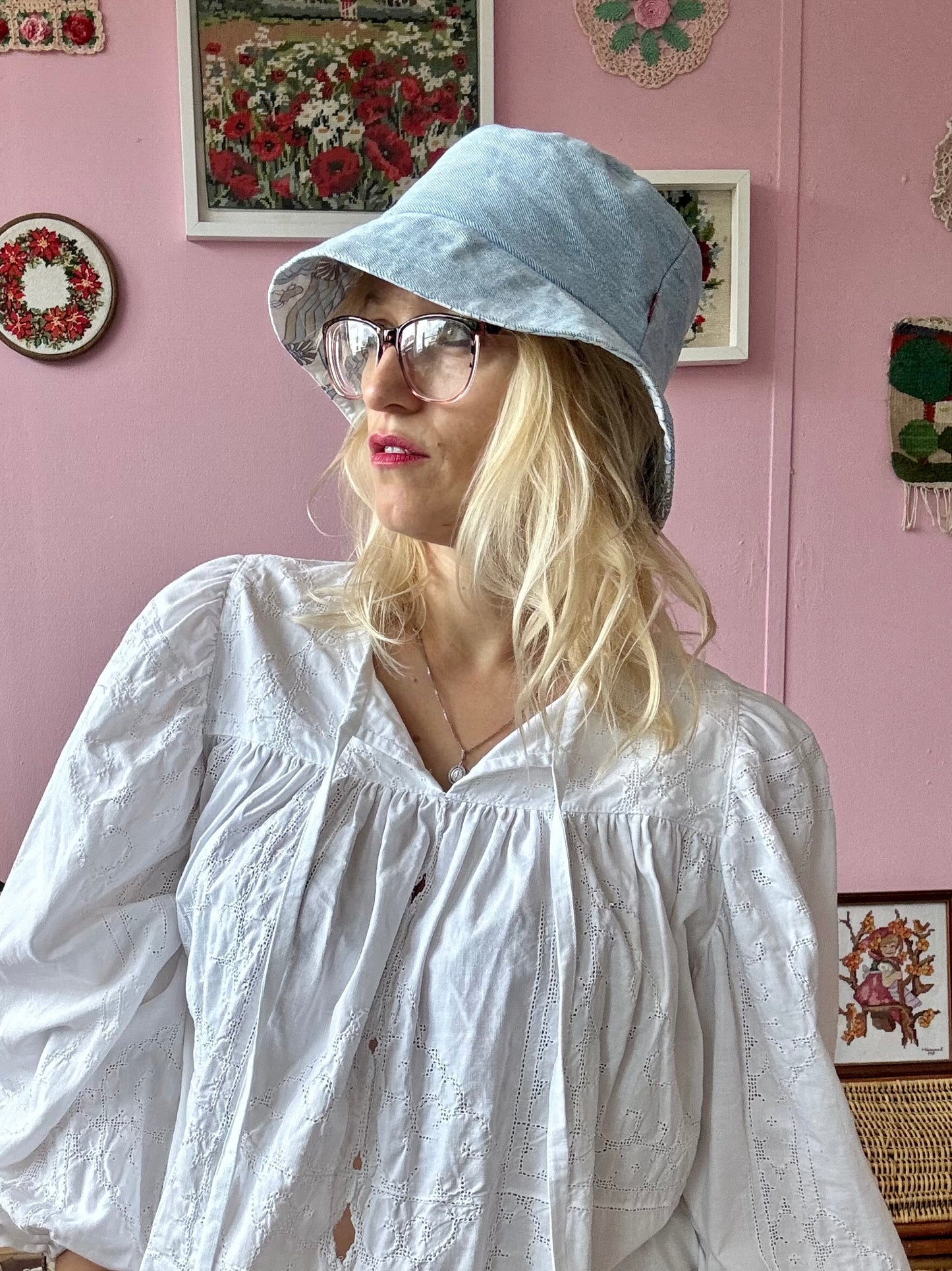 Vintage Levi’s denim and print reversible bucket hat