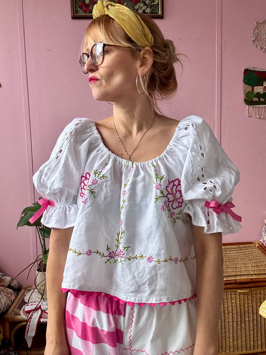 White floral top