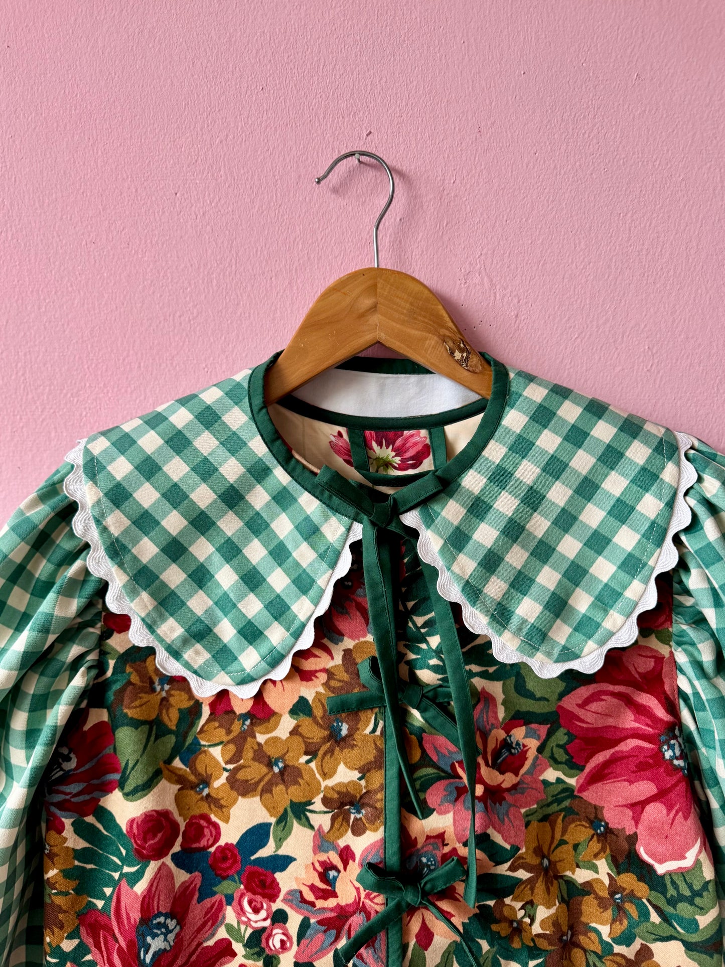 Floral and green gingham jacket