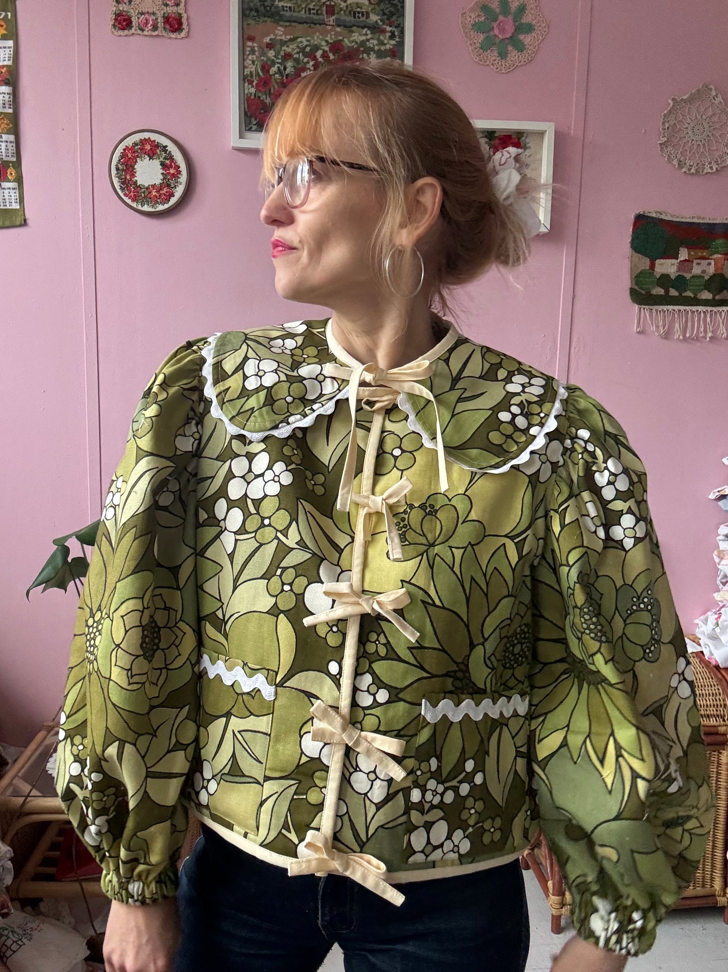 Green floral jacket