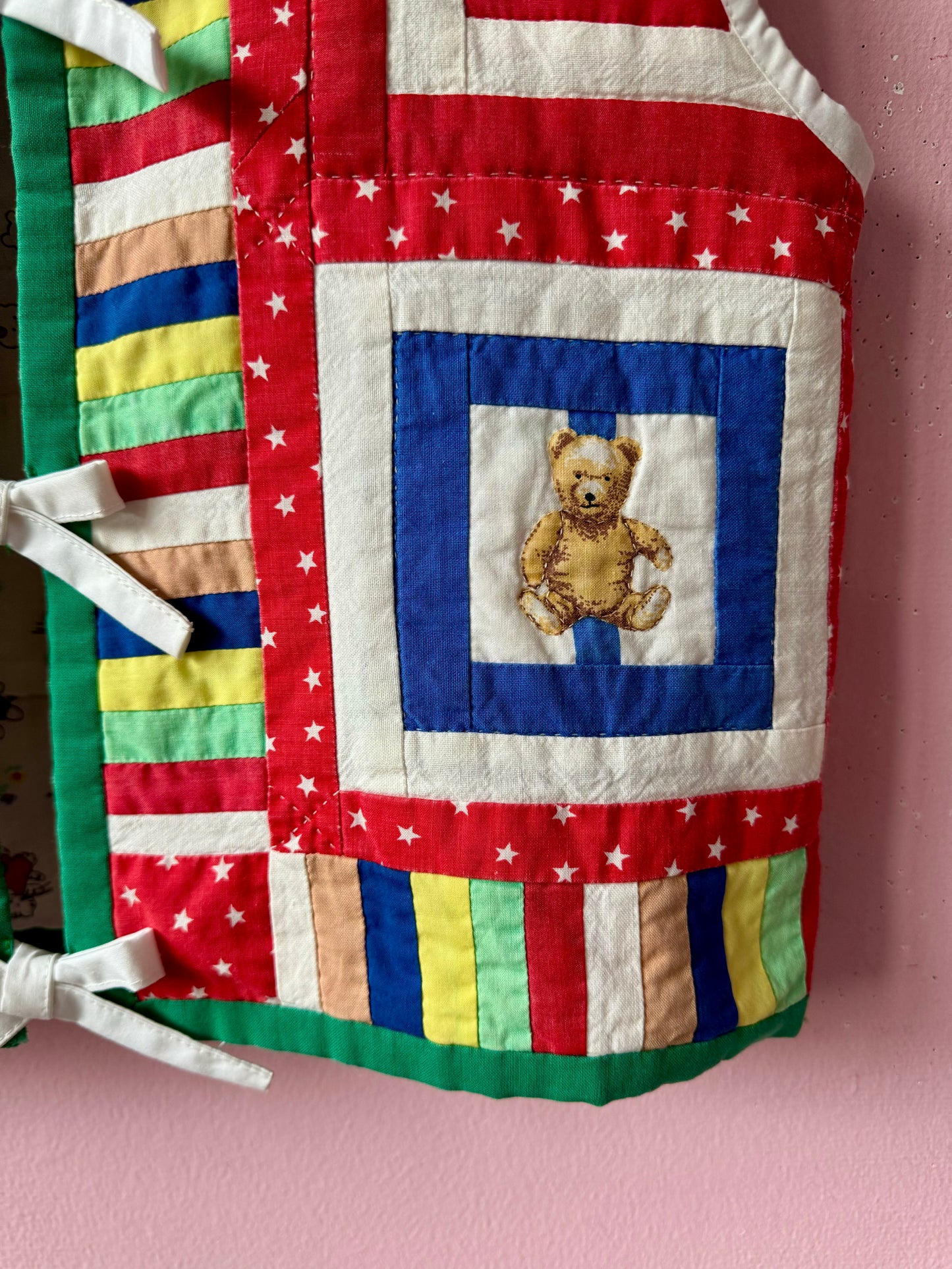 Patchwork vest with bears