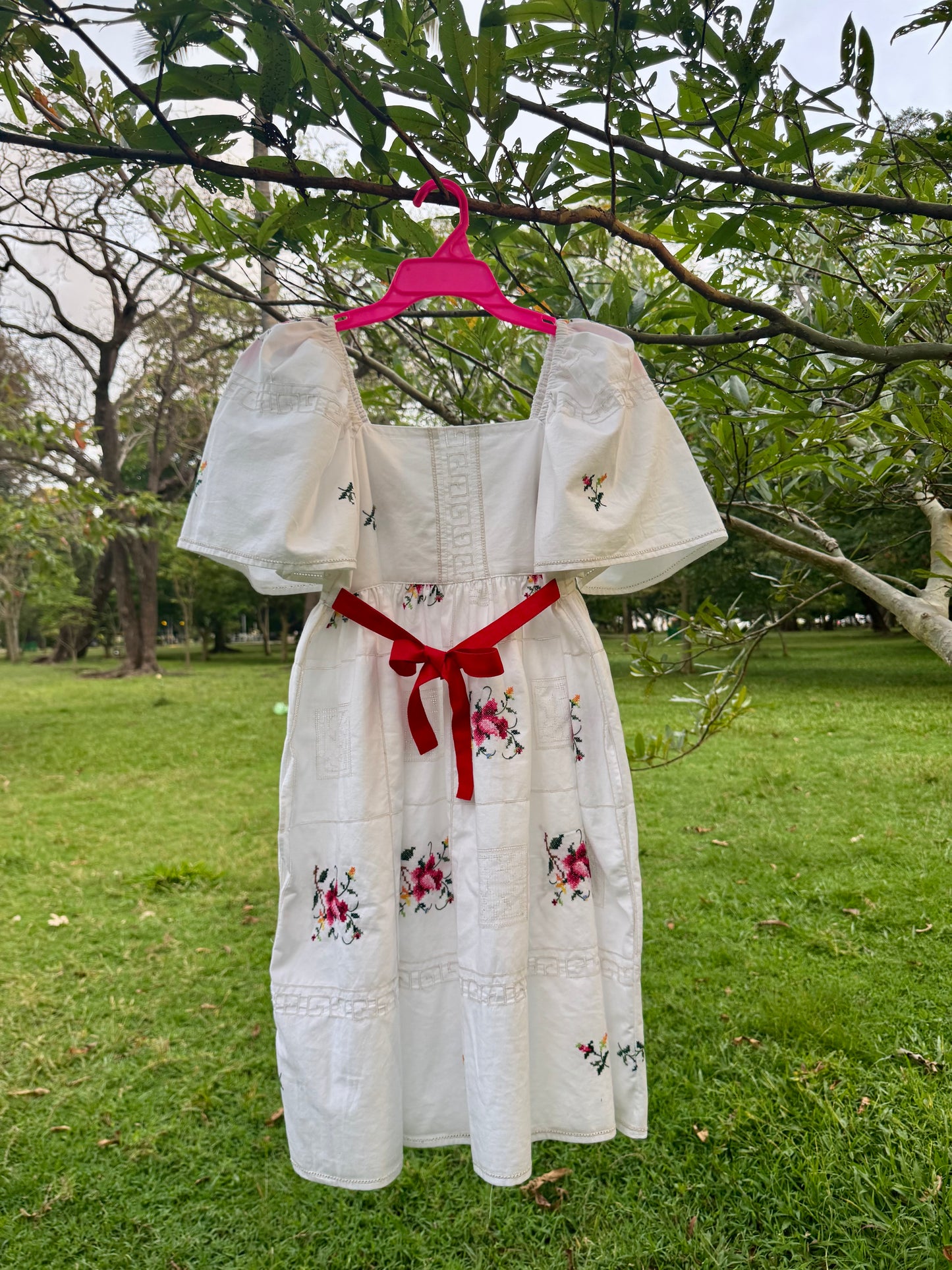 Roses embroidery short dress