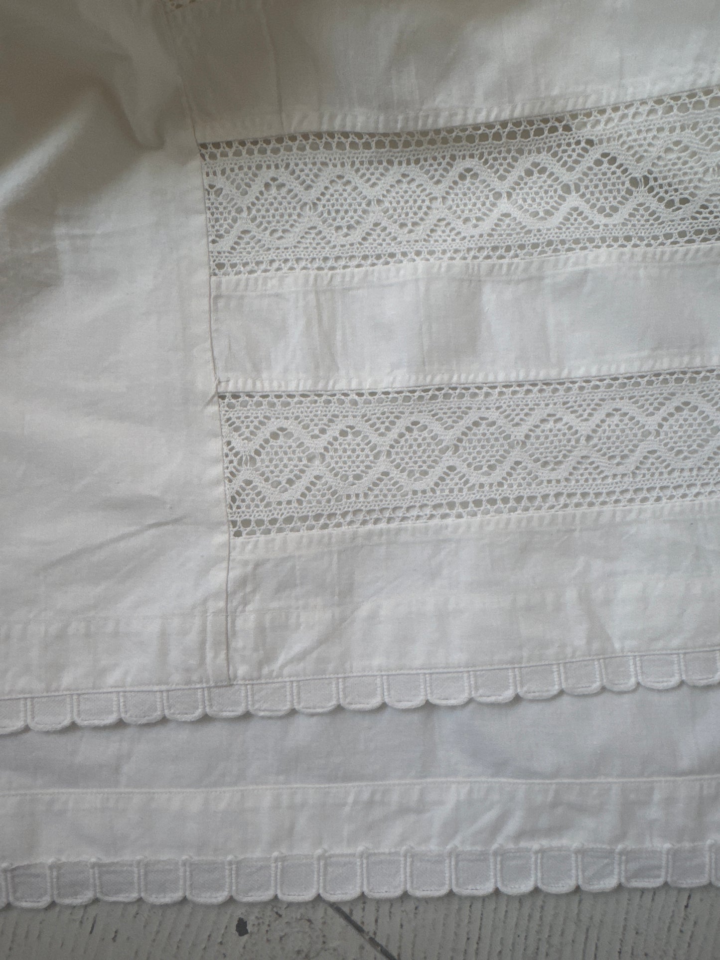 Cream skirt/dress with lace panels