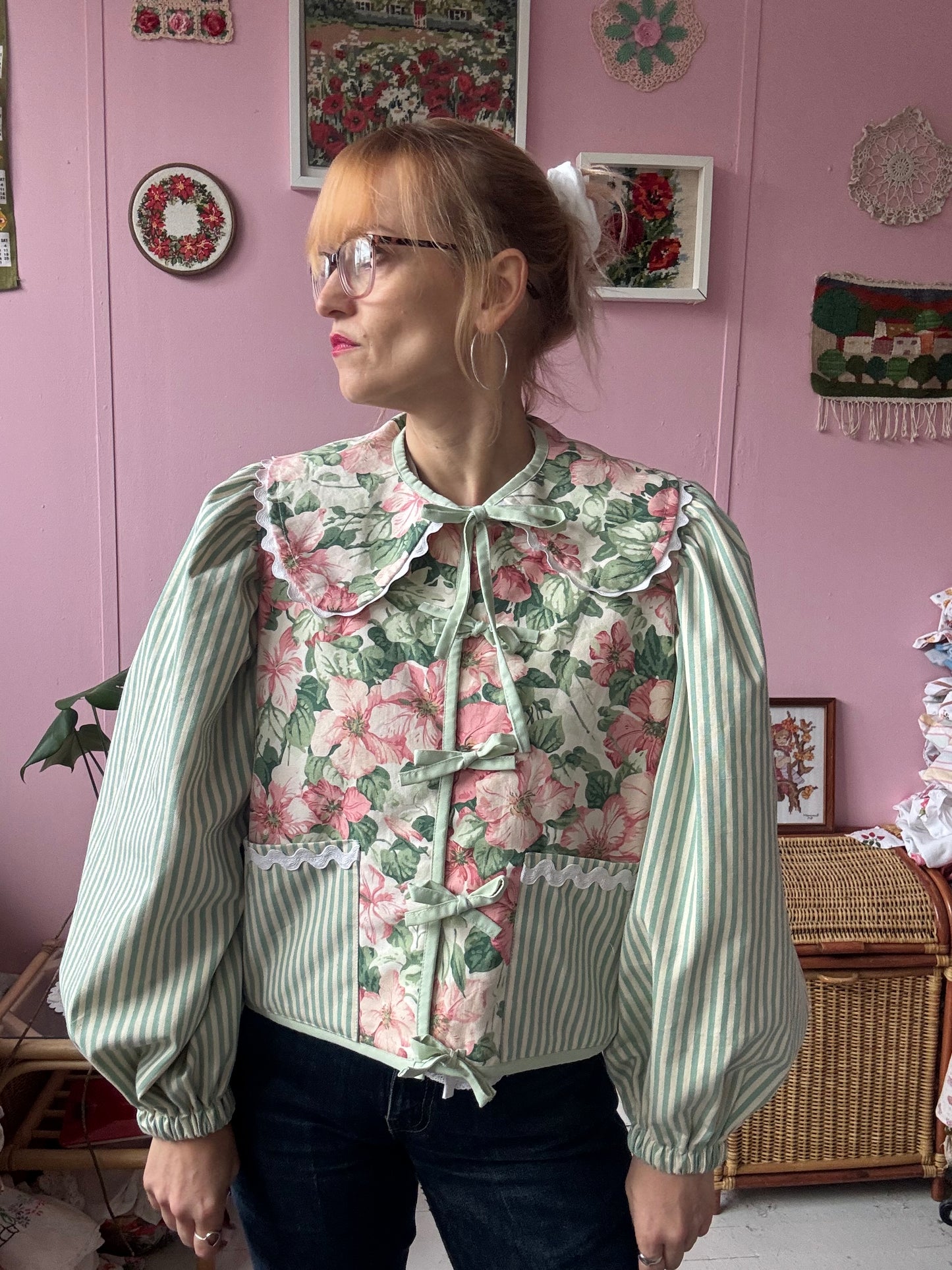 Floral and stripes jacket