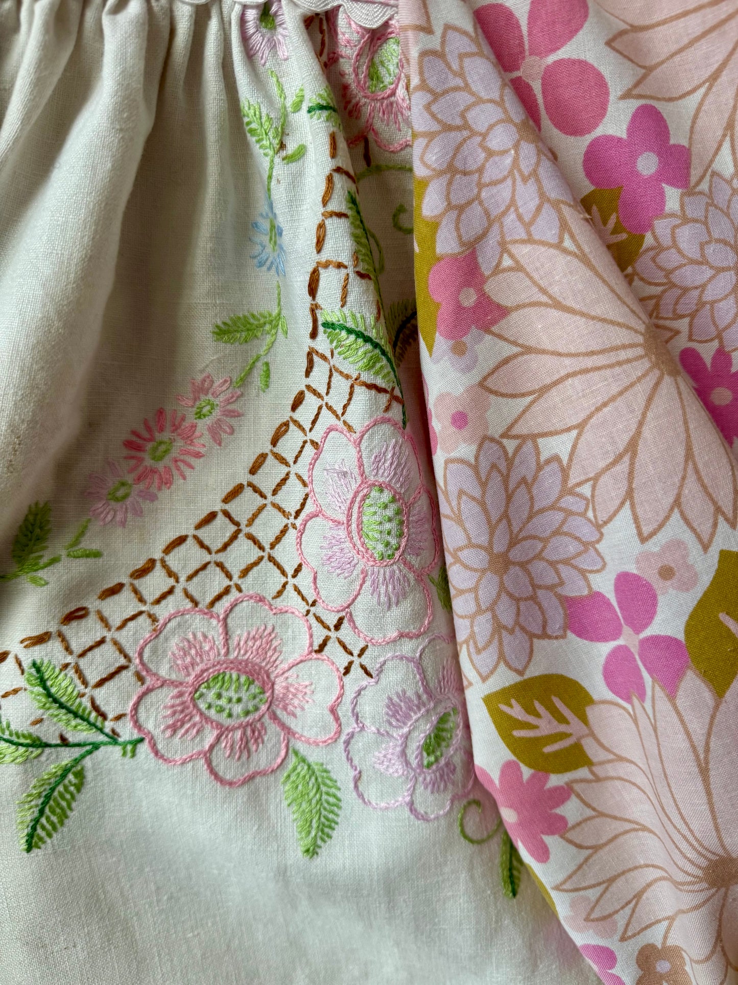 Pink floral and gingham blouse
