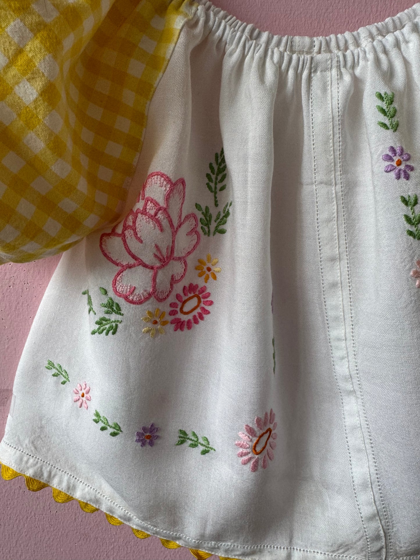 Yellow gingham and floral top