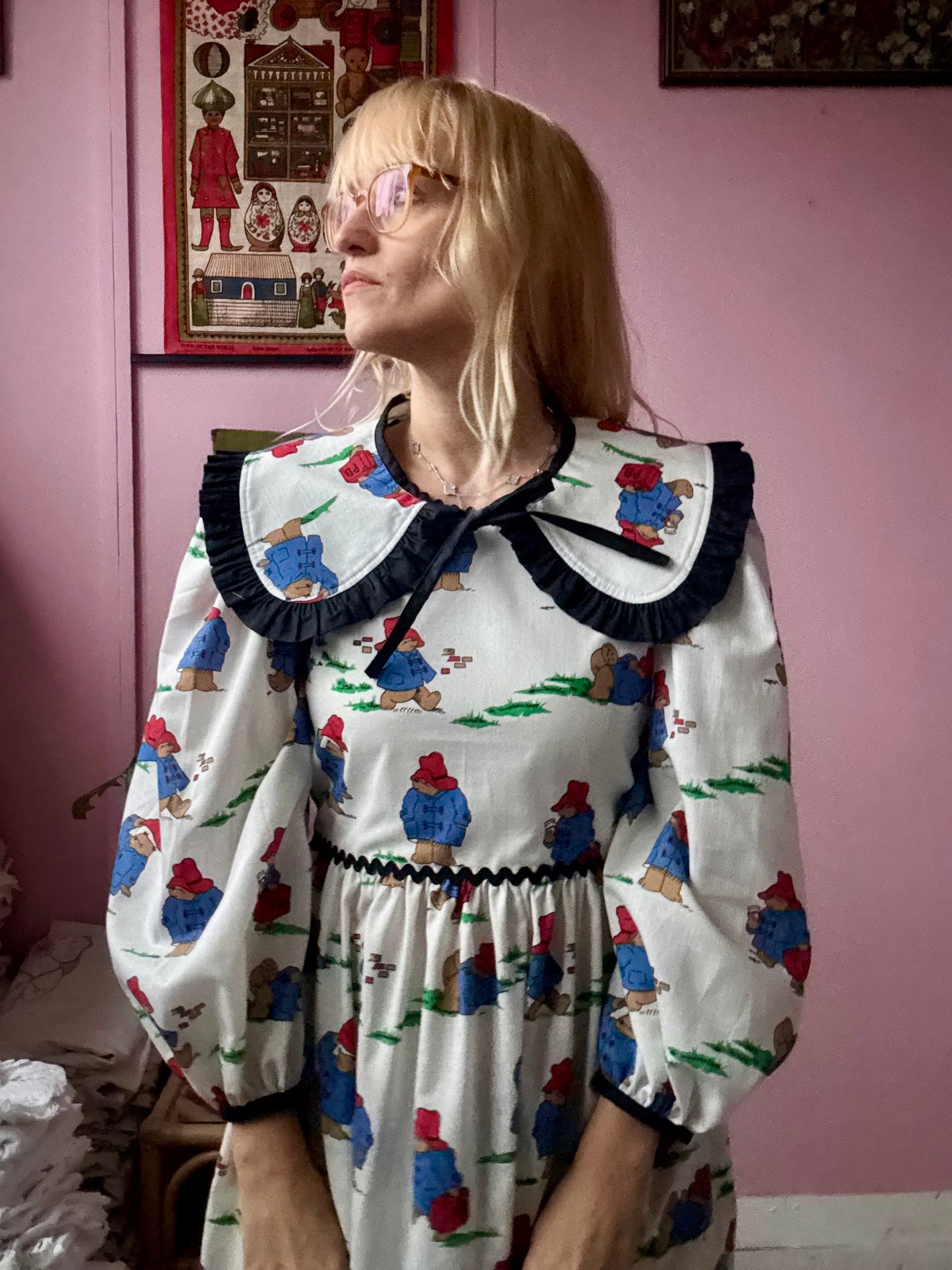 Paddington bear maxi dress with detachable collar