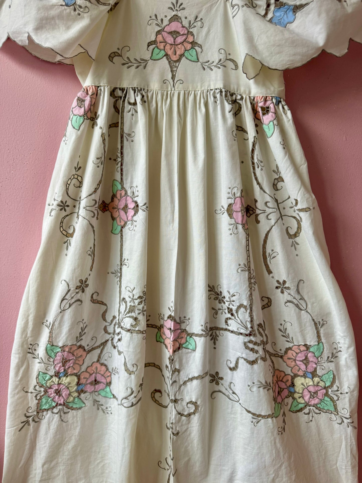 Ivory maxi dress with floral embroidery