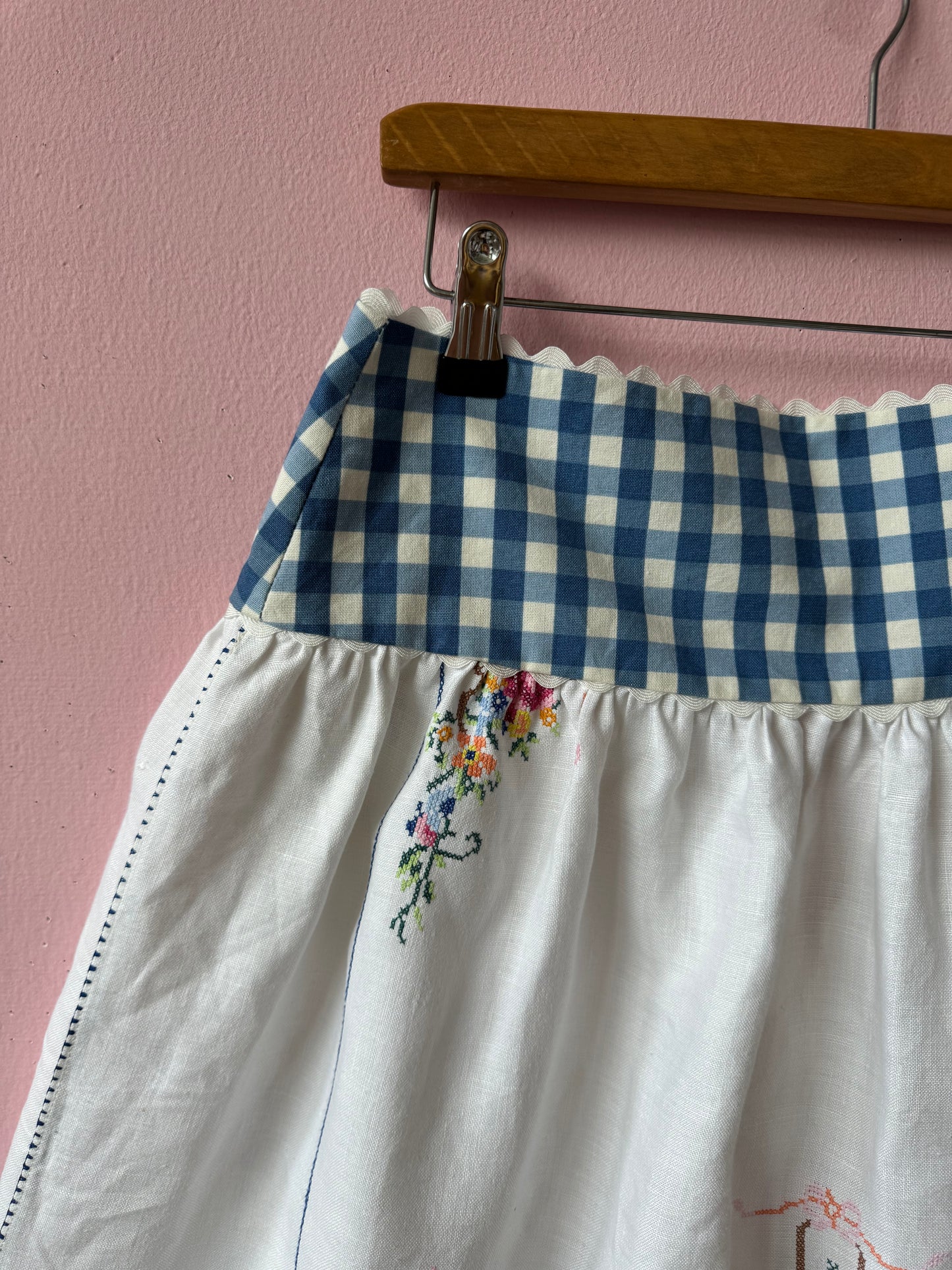 Embroidery and gingham skirt