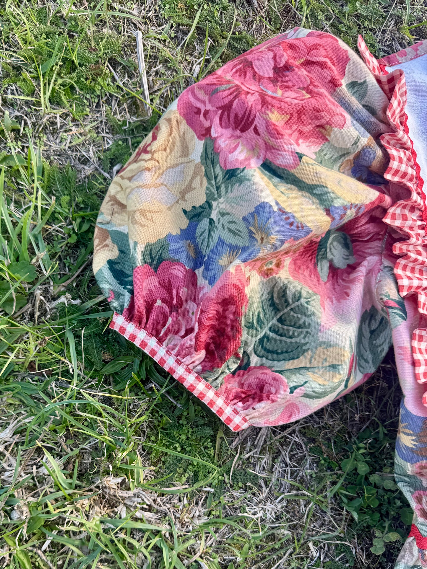 Sanderson print and gingham maxi dress