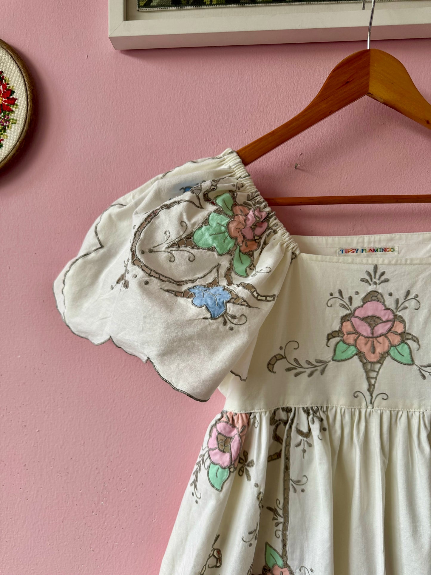 Ivory maxi dress with floral embroidery