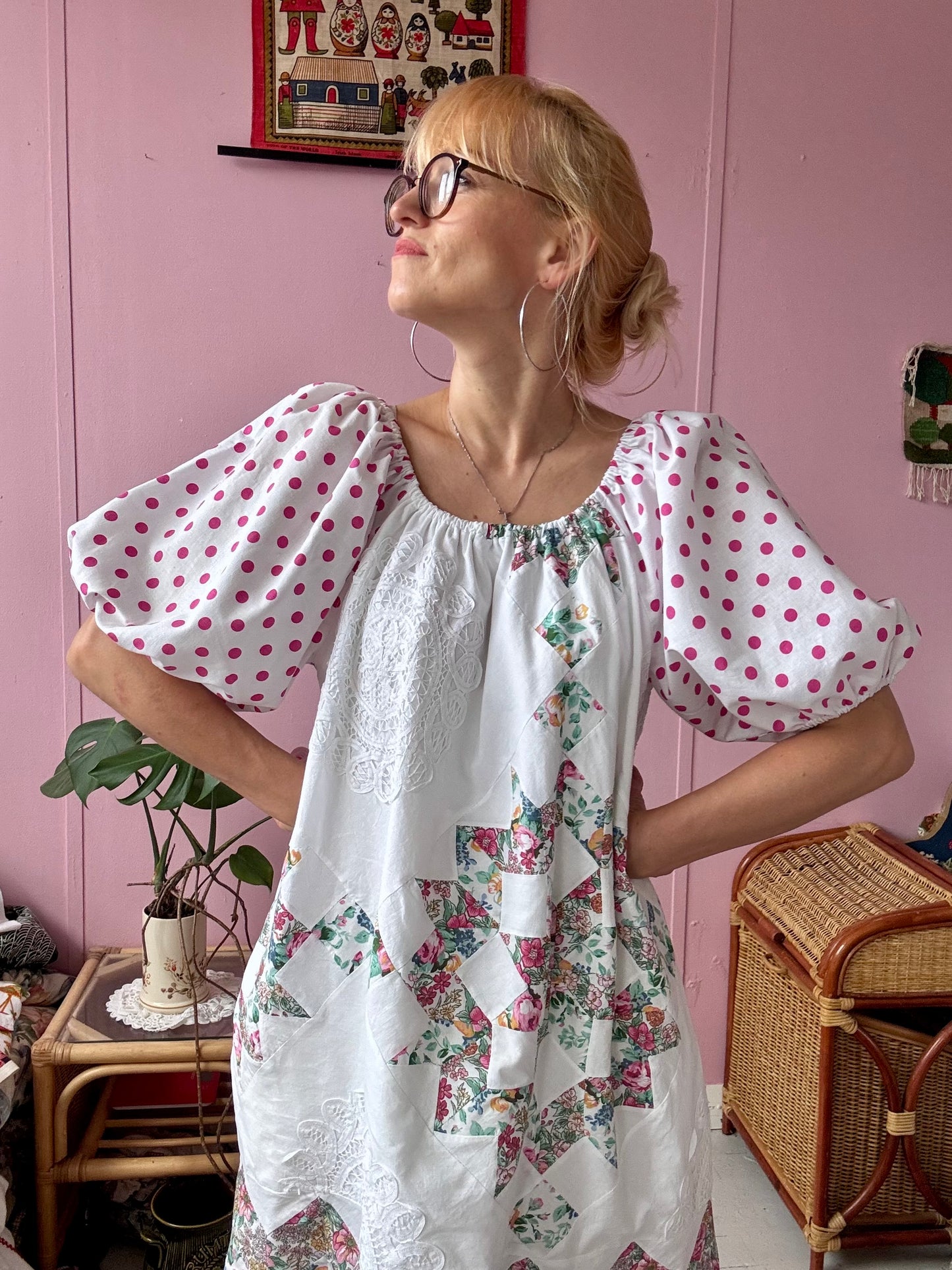 Patchwork and dots dress