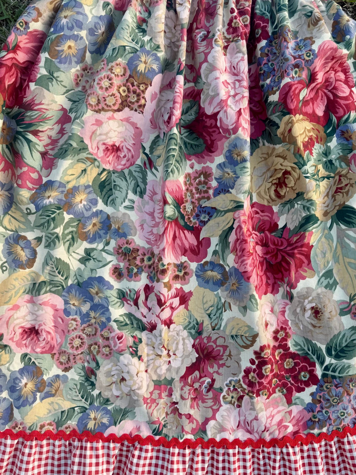 Sanderson print and gingham maxi dress