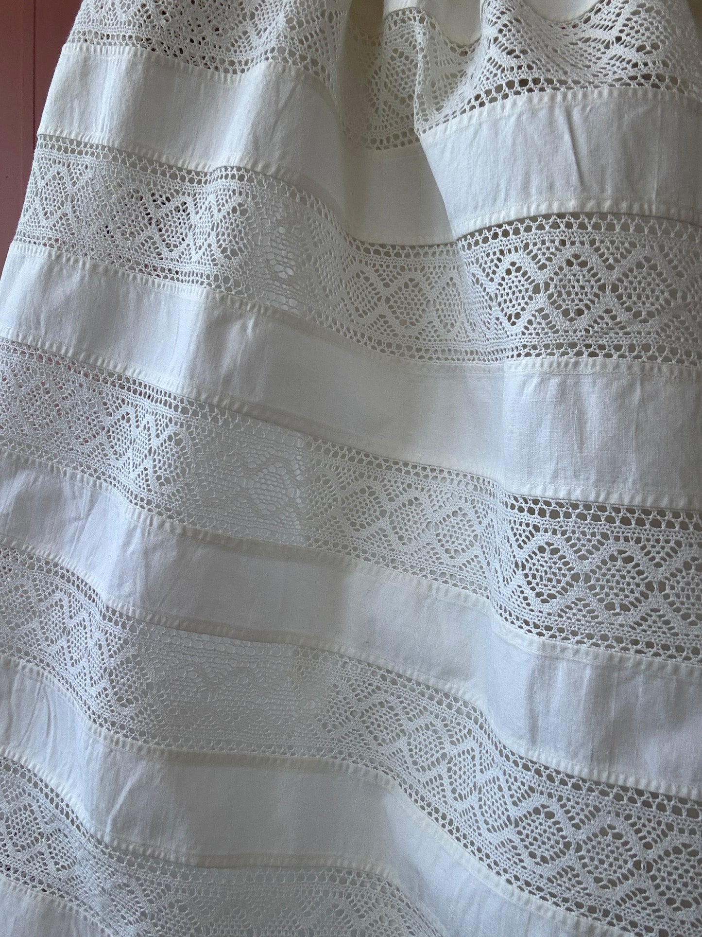 Cream skirt/dress with lace panels