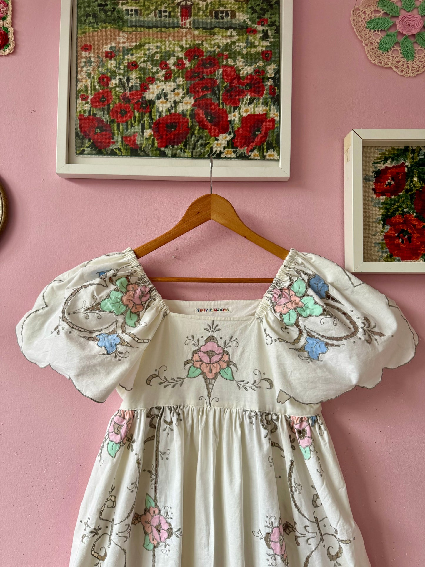 Ivory maxi dress with floral embroidery