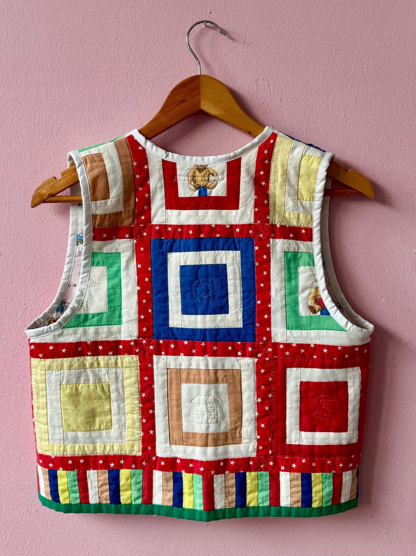 Patchwork vest with bears