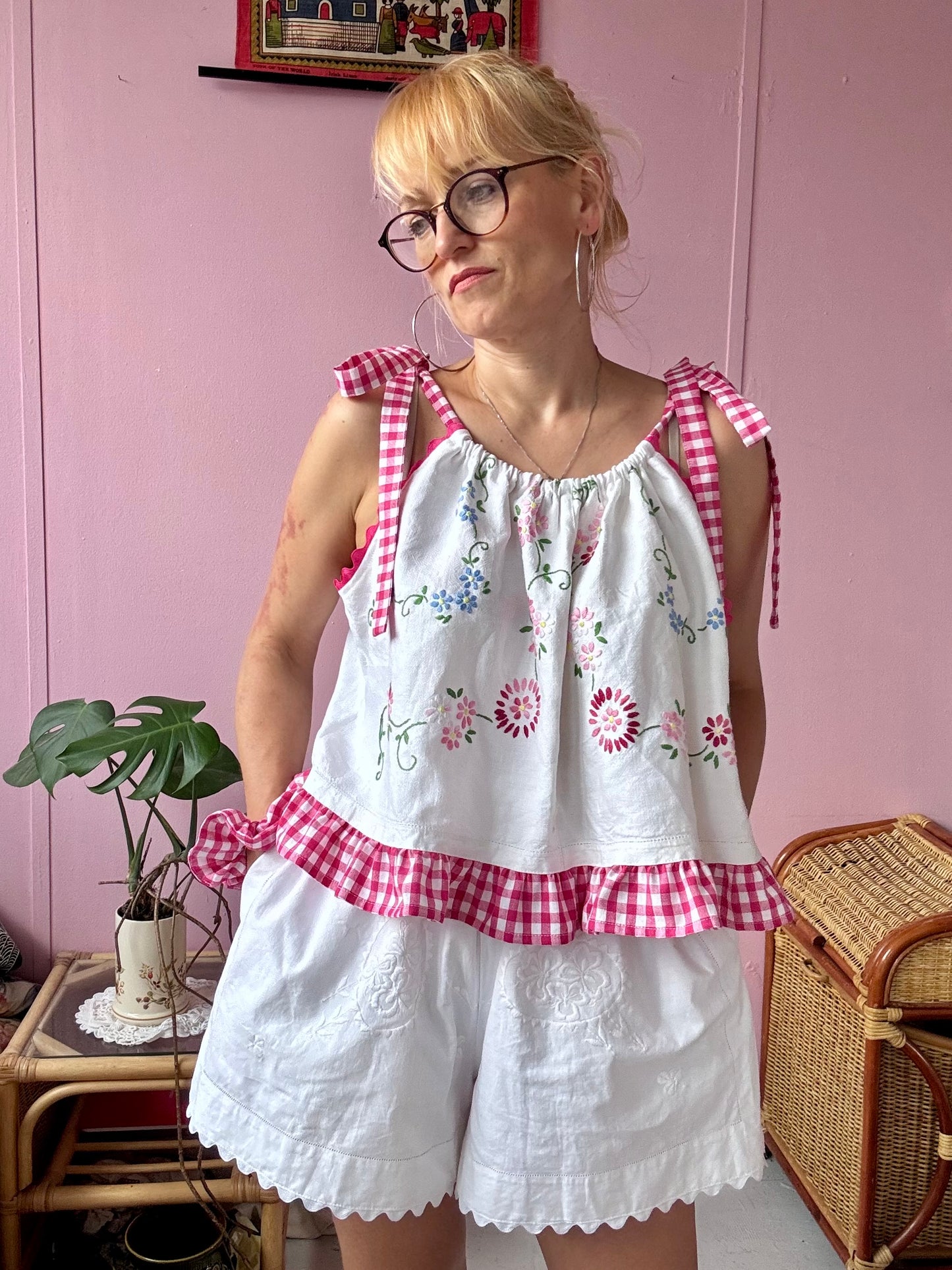 Floral and gingham top