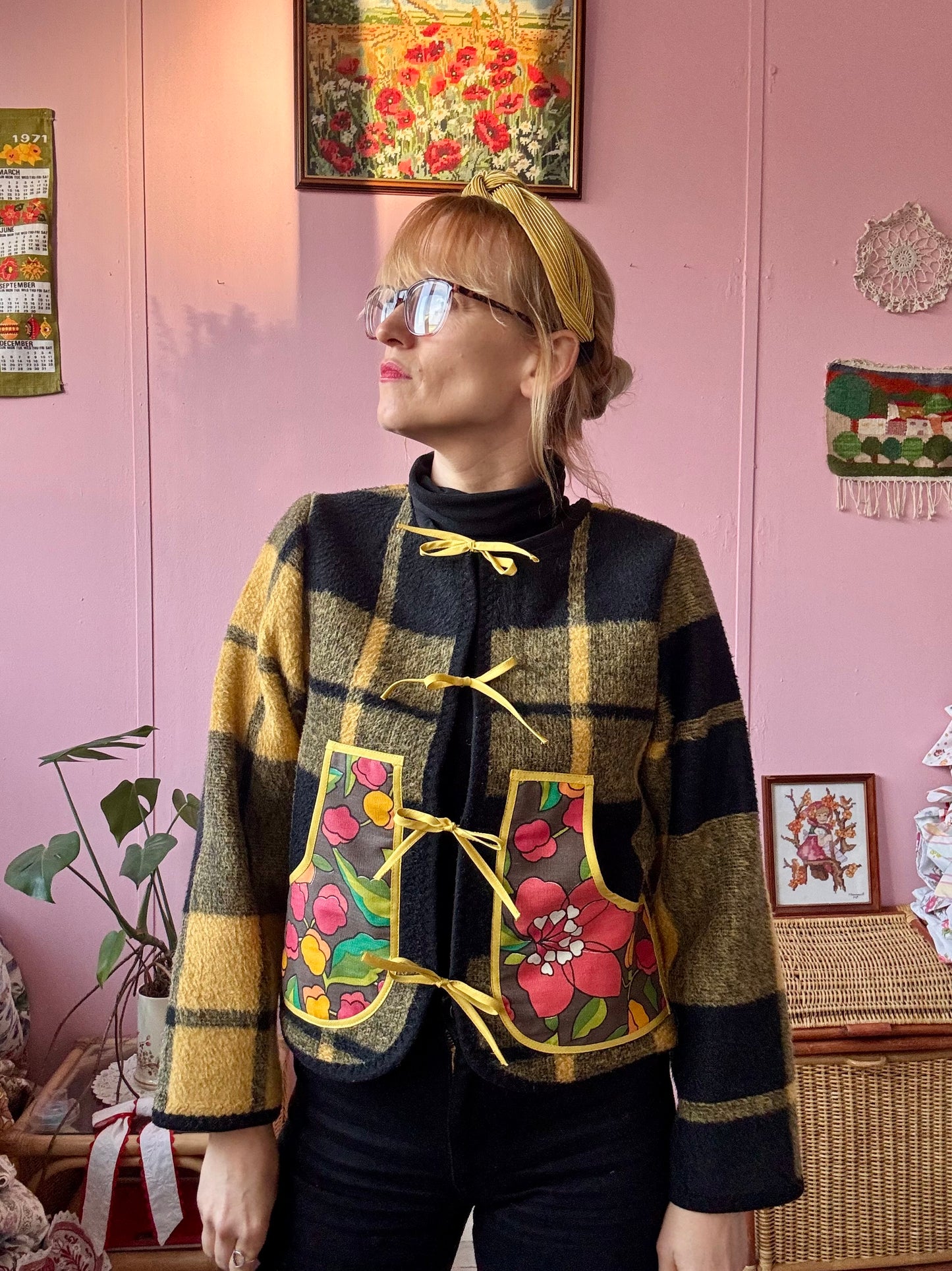 Black and yellow blanket jacket