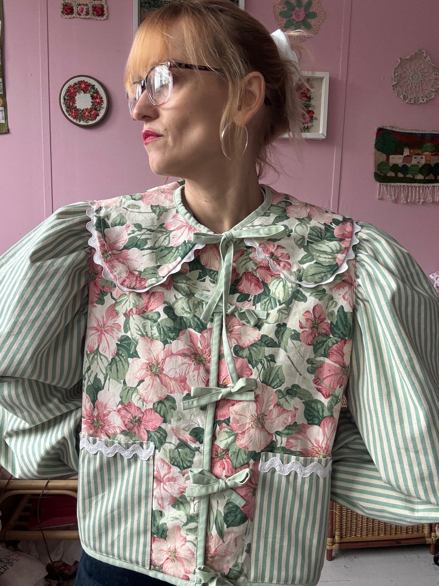 Floral and stripes jacket