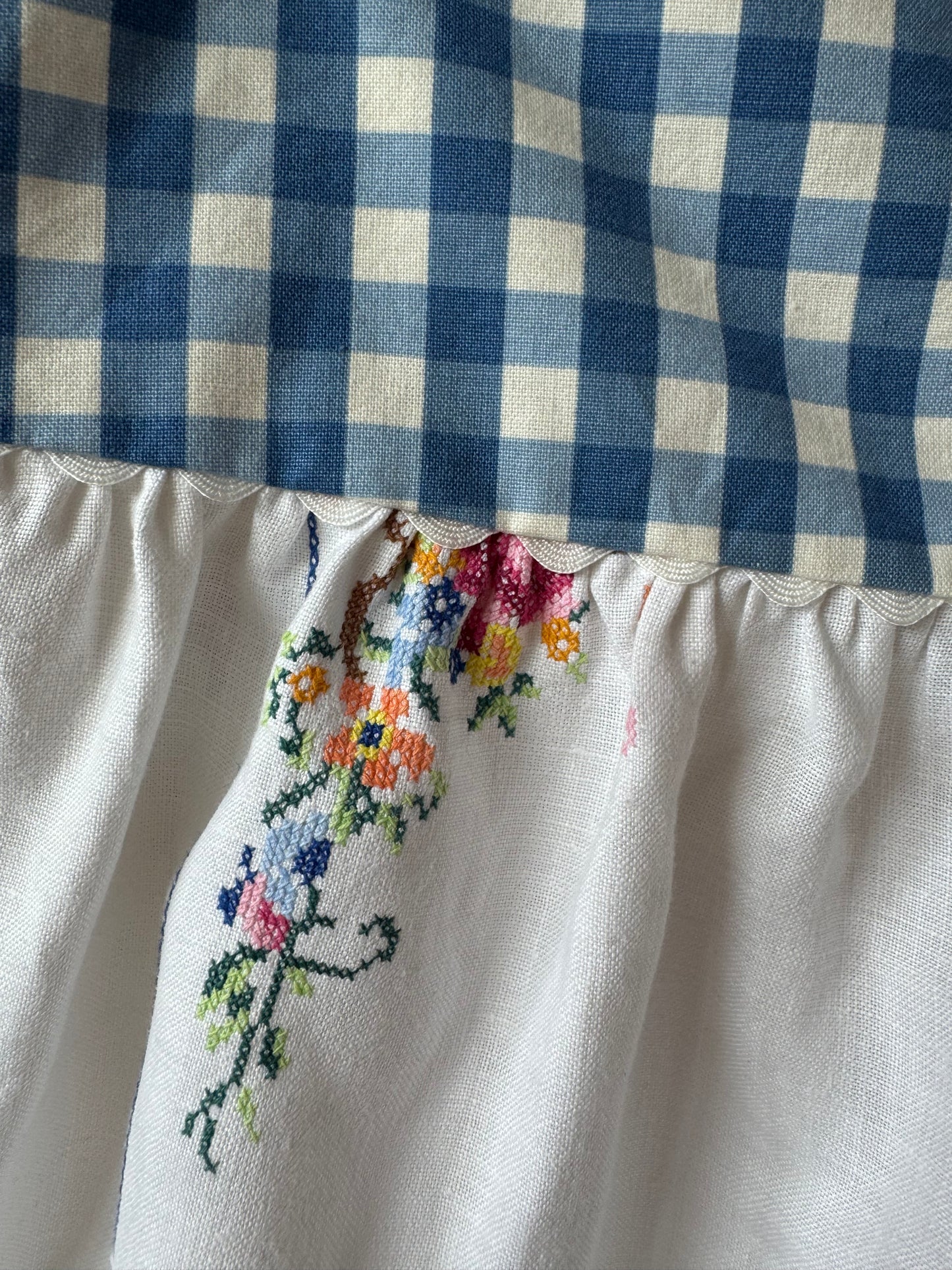 Embroidery and gingham skirt