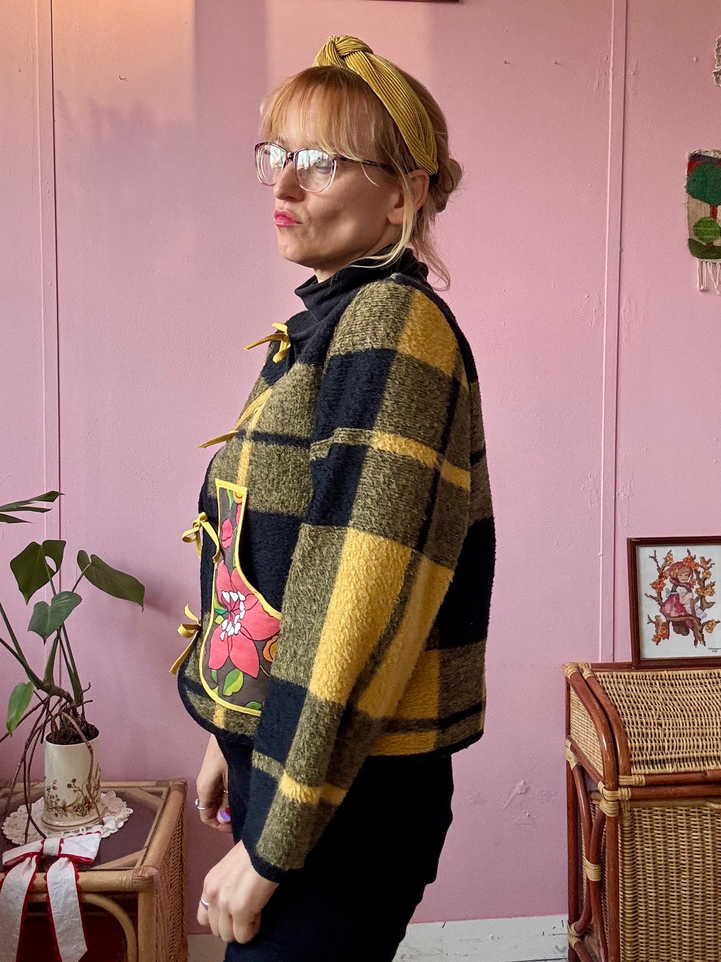 Black and yellow blanket jacket