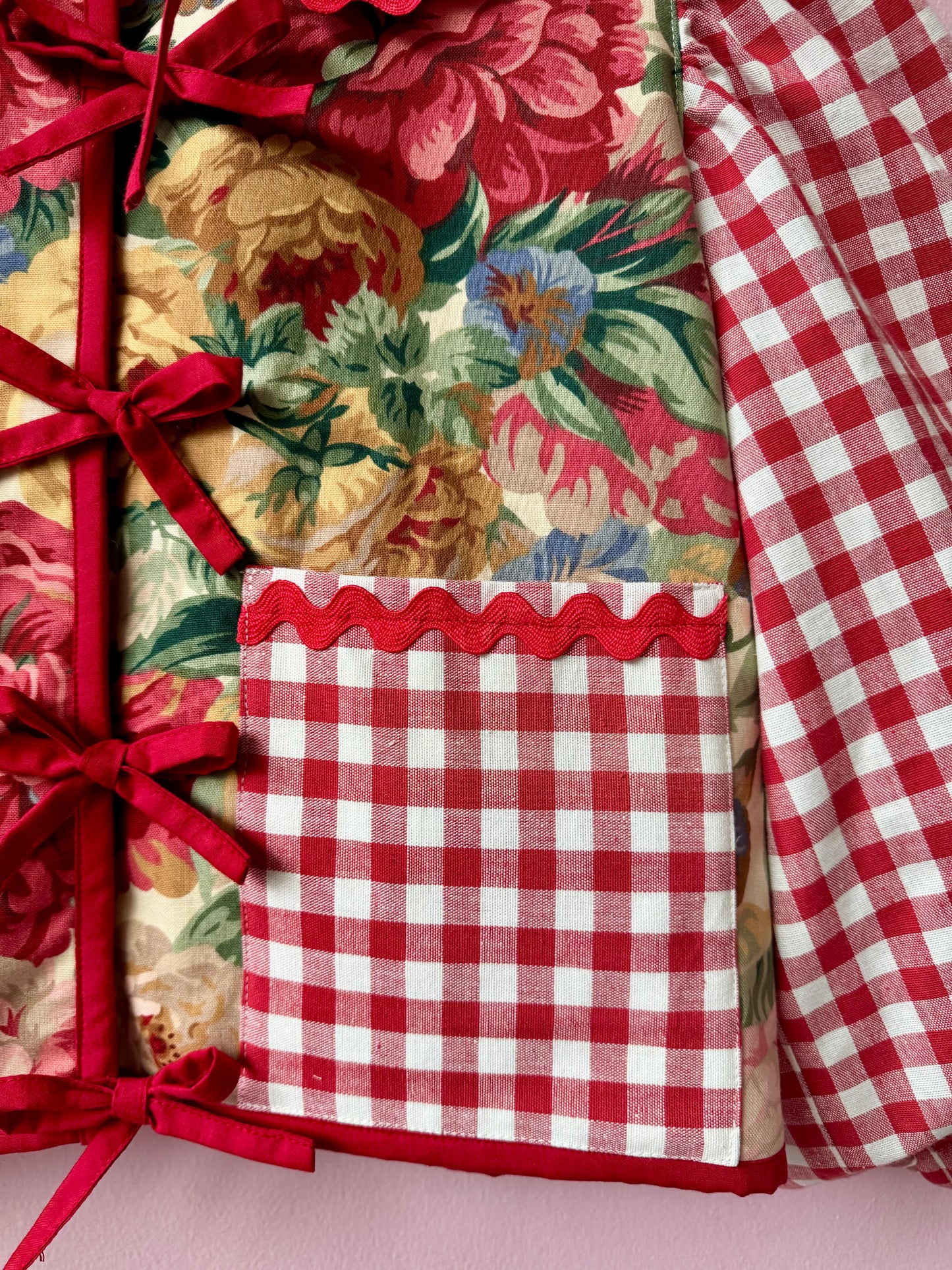 Floral and red gingham jacket