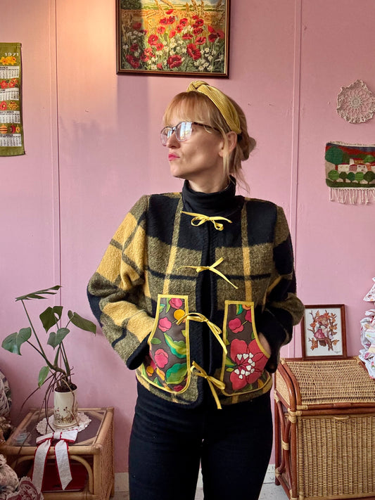 Black and yellow blanket jacket