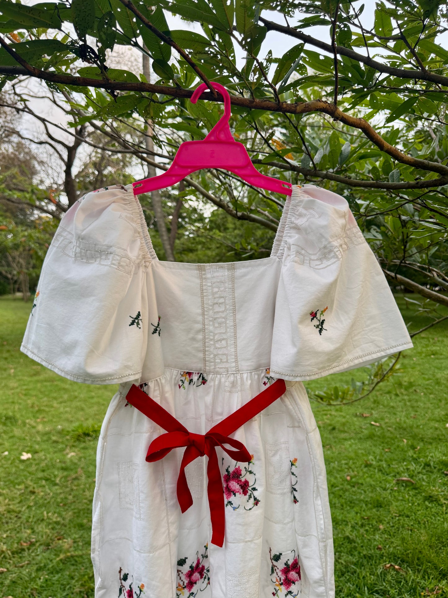 Roses embroidery short dress