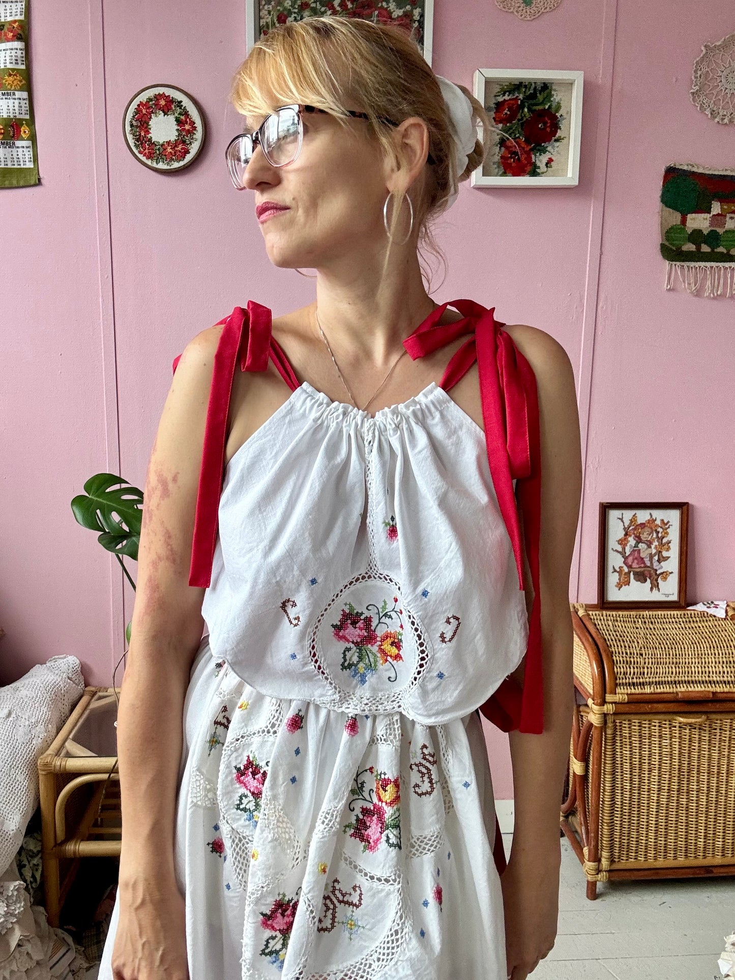 Cross stitch skirt and top set
