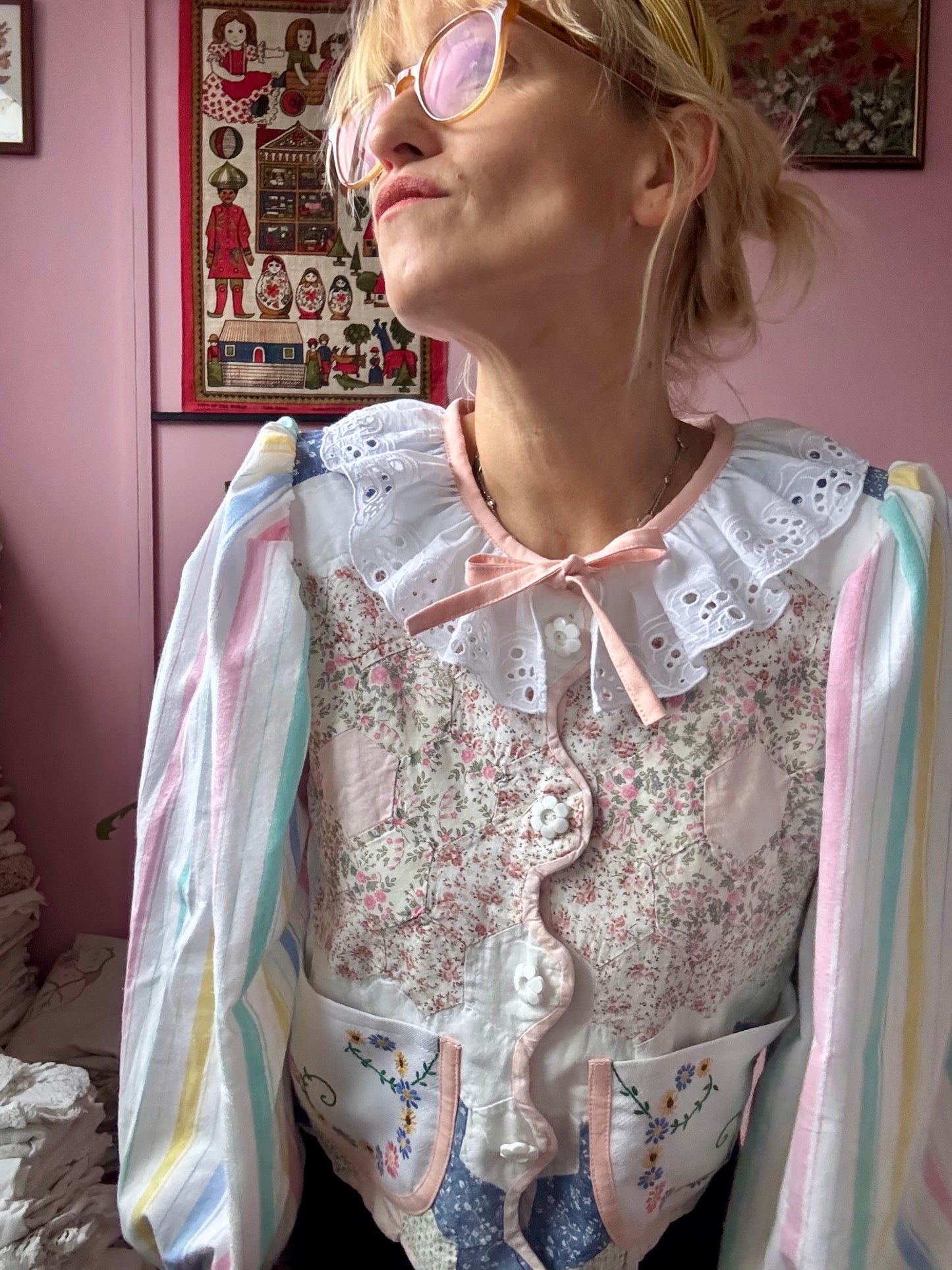 Patchwork and stripes blouse