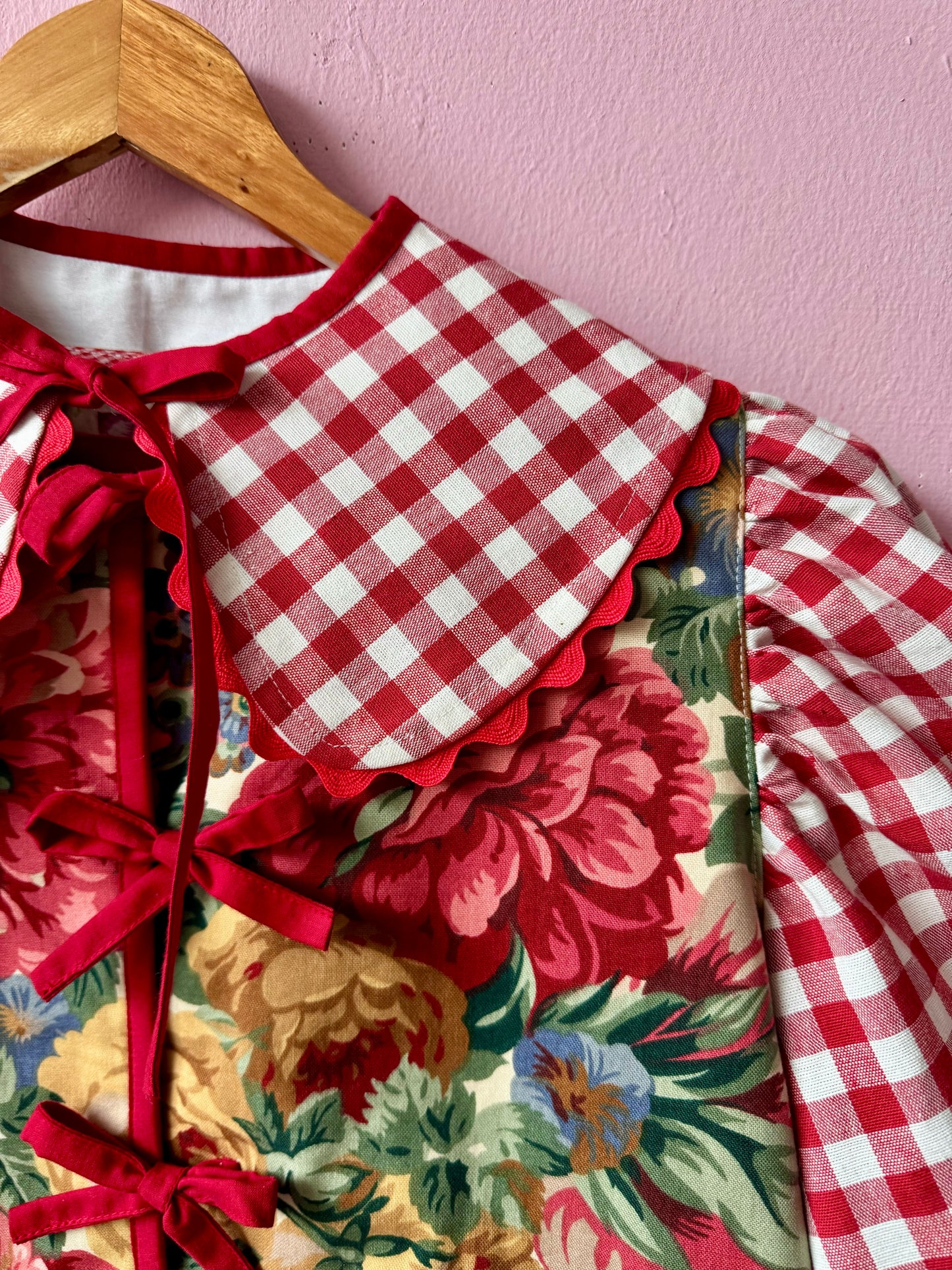 Floral and red gingham jacket