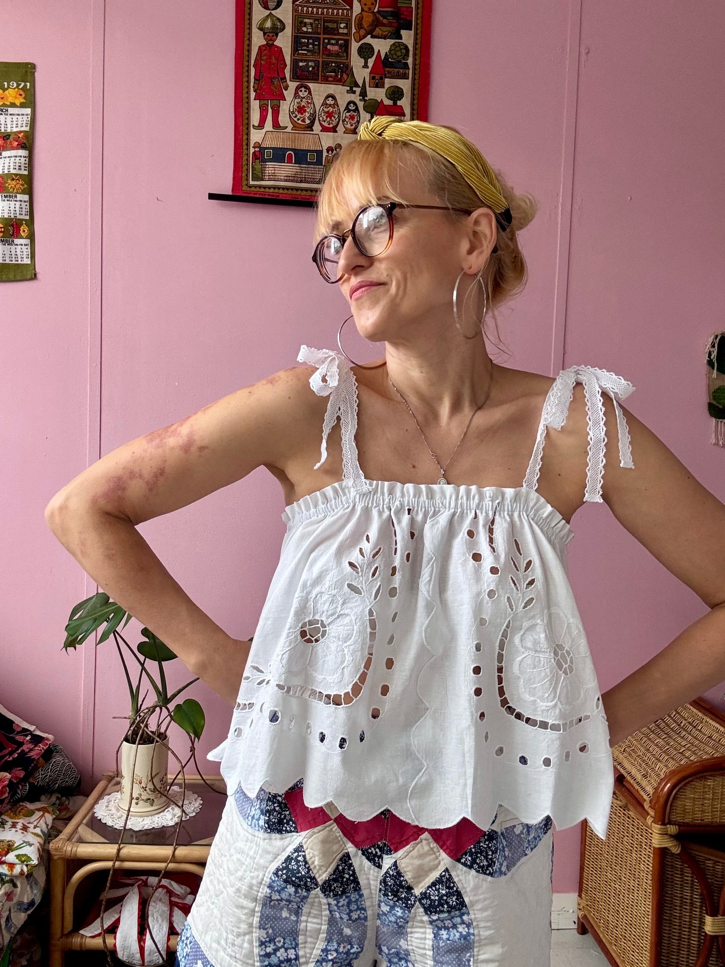White summer top with lace straps