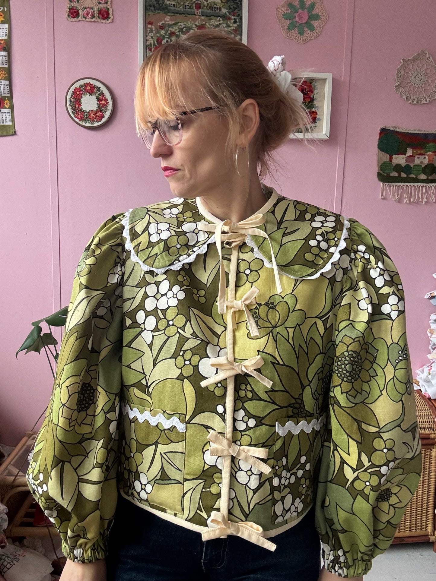 Green floral jacket