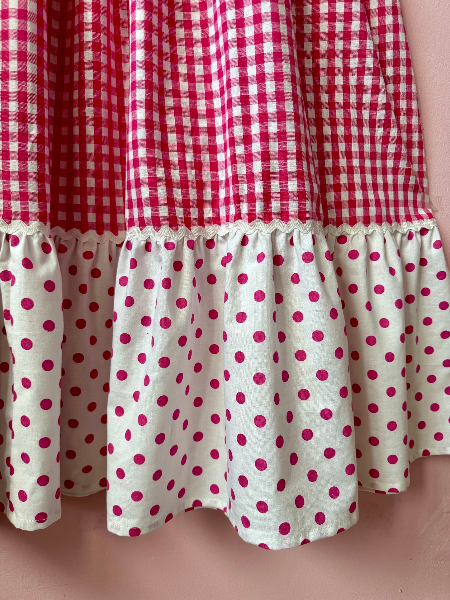 Pink gingham and embroidery dress