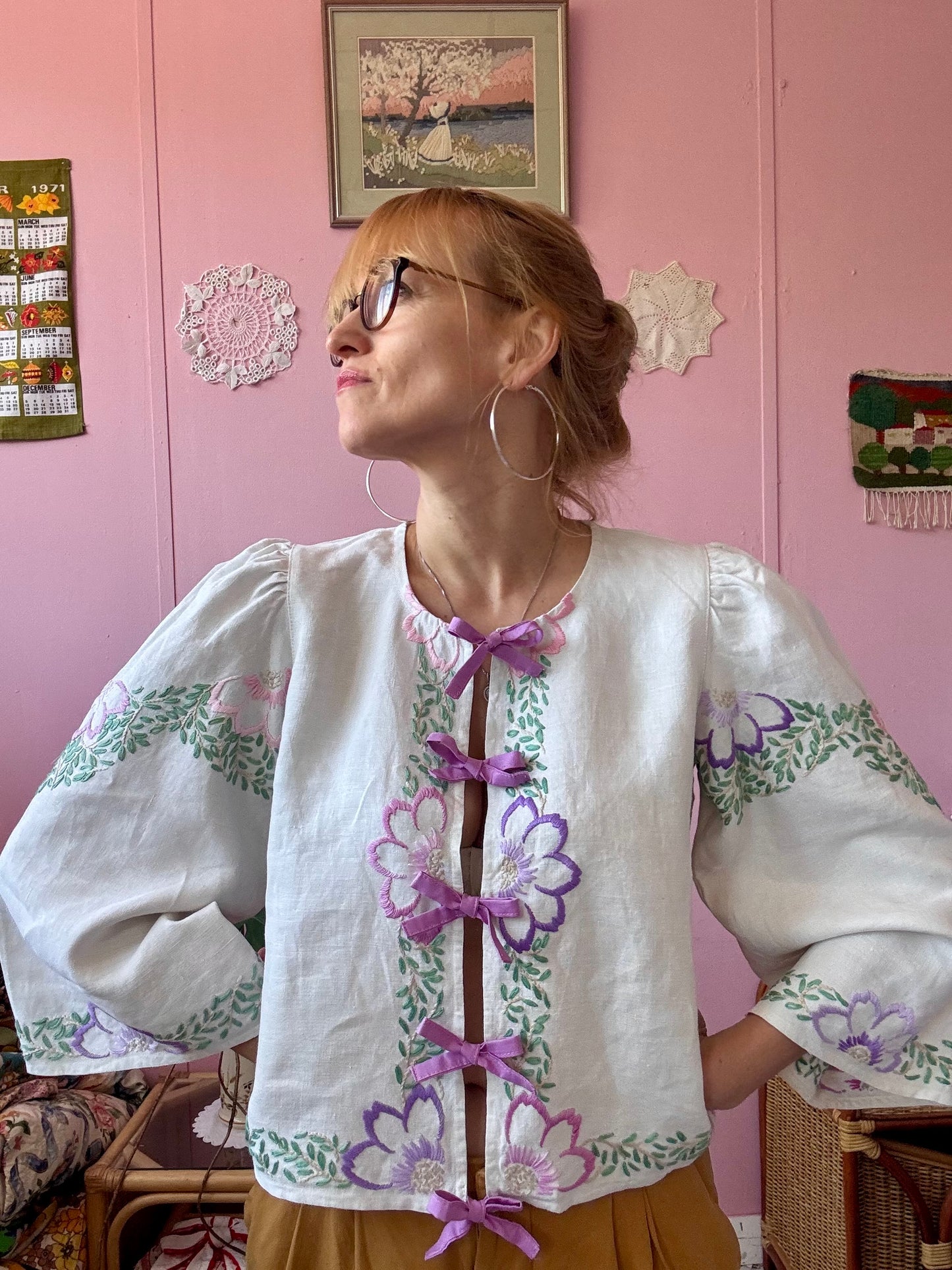 Pink and lilac floral blouse