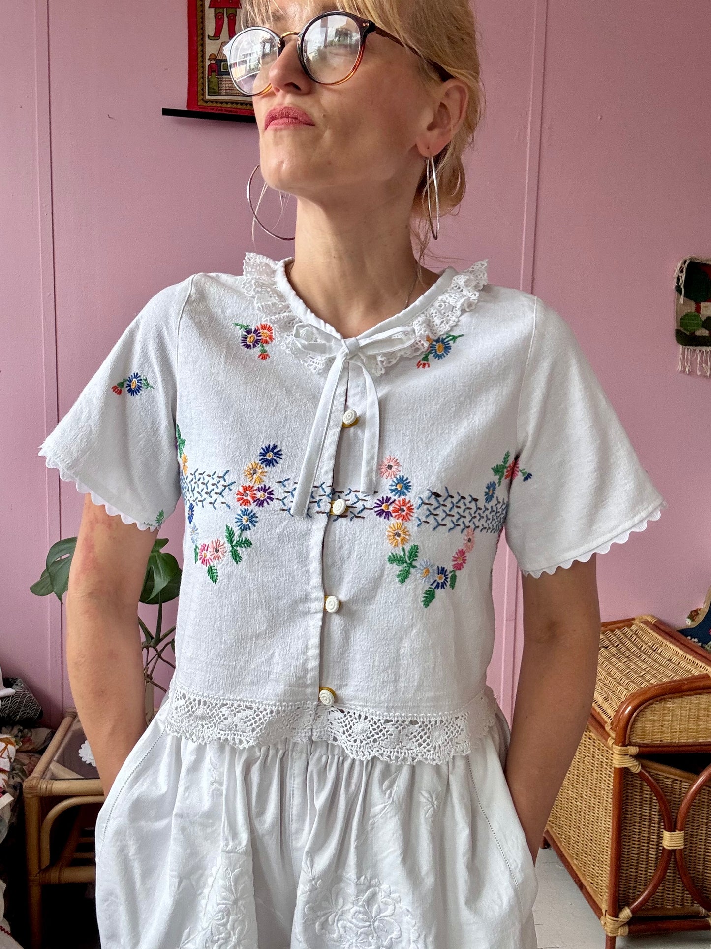 Floral blouse with front buttons