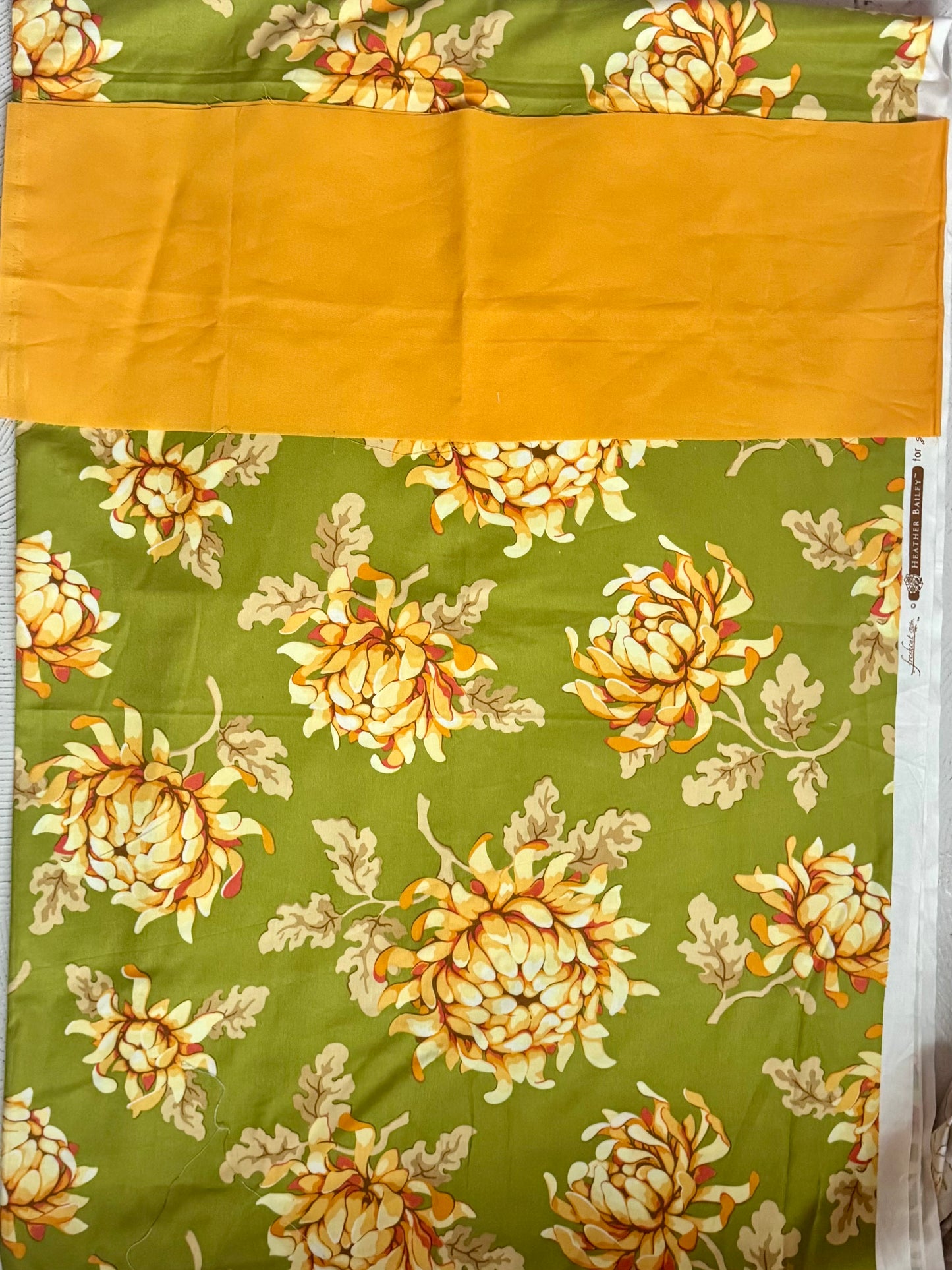 Green/yellow floral fabric for custom order dress with detachable collar