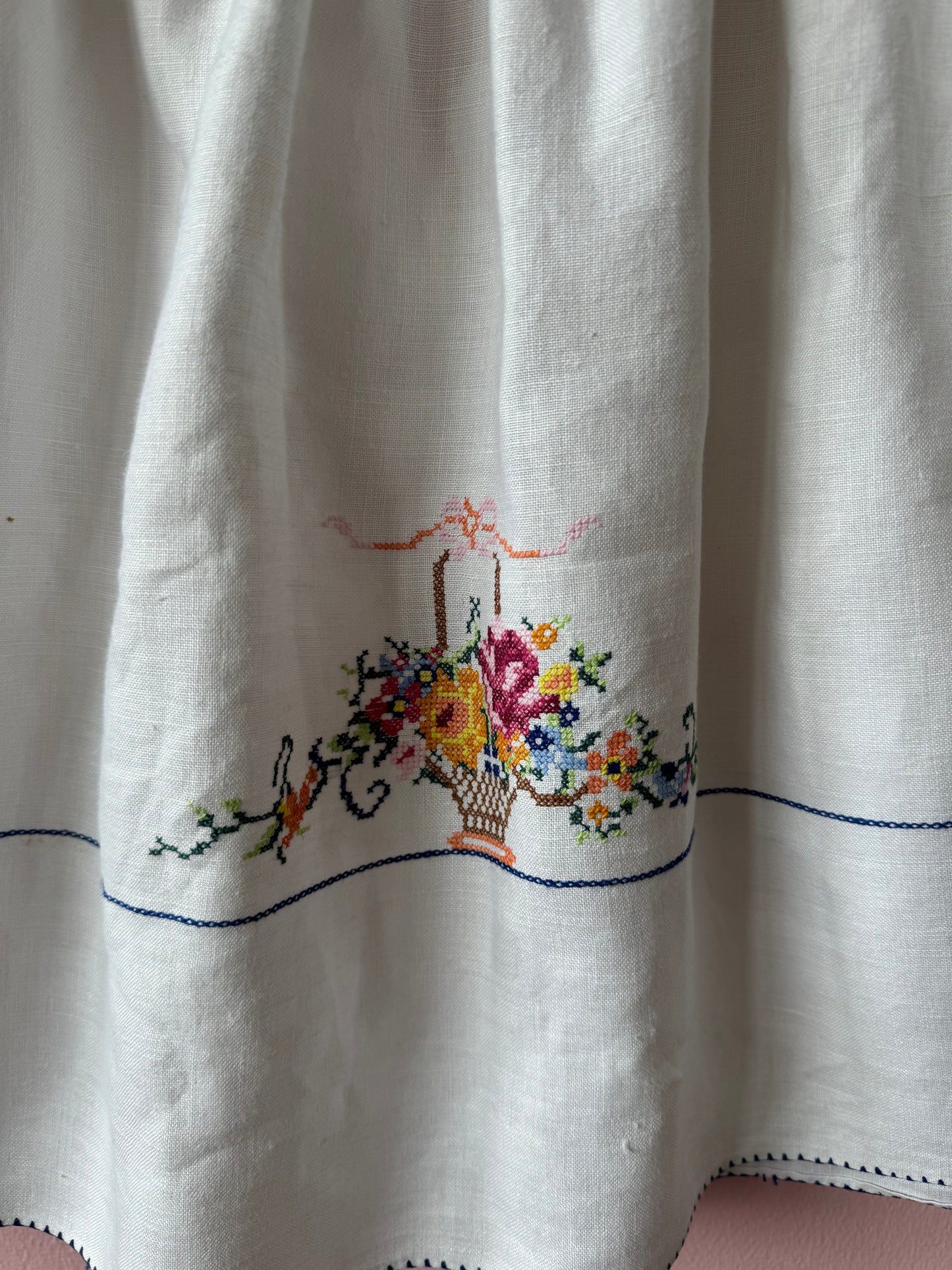 Embroidery and gingham skirt