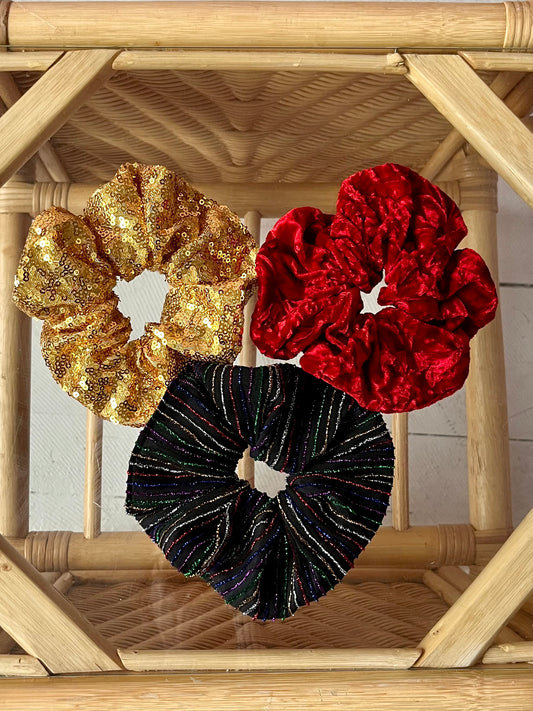 Set of 3 festive scrunchies
