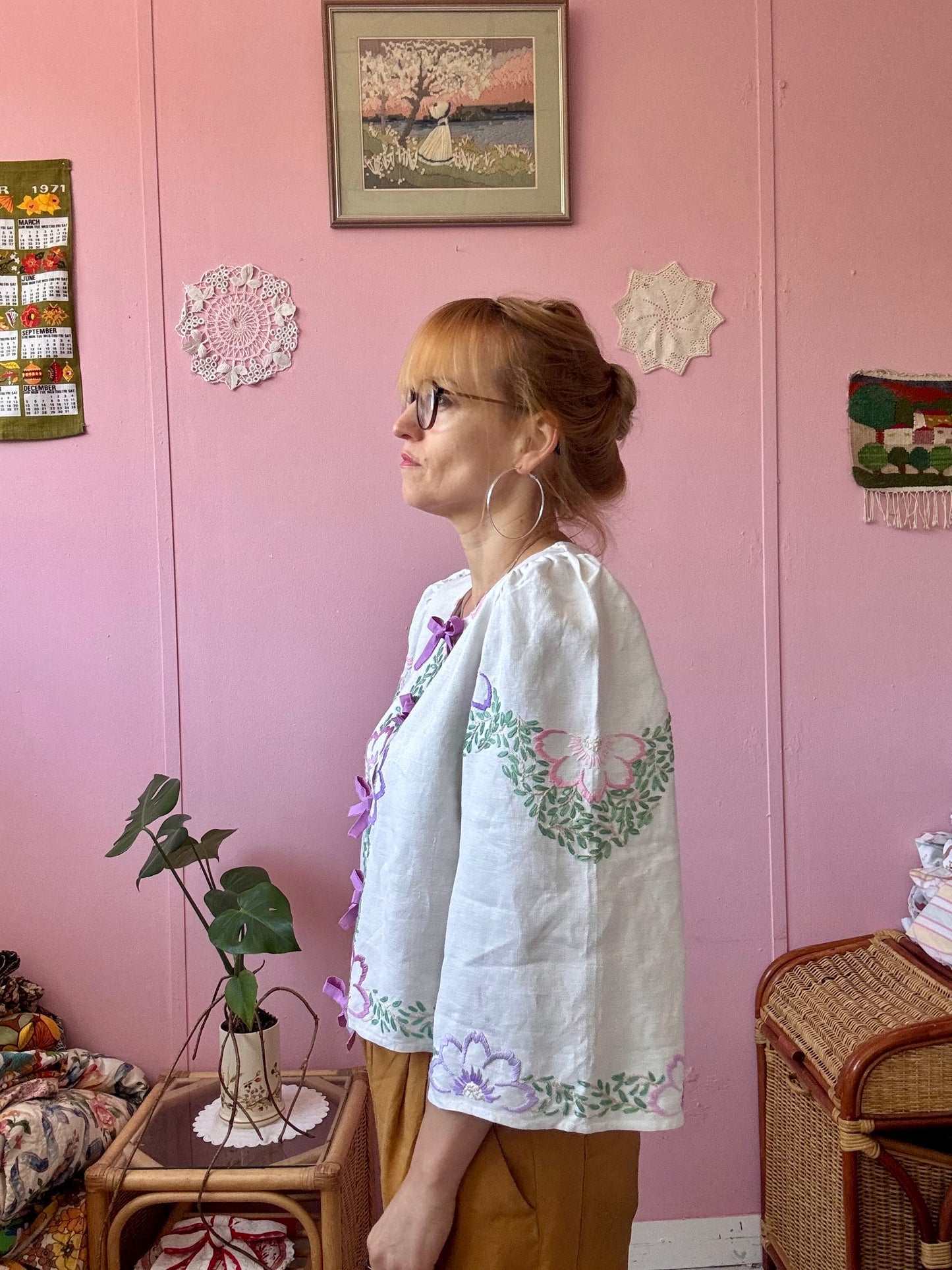 Pink and lilac floral blouse