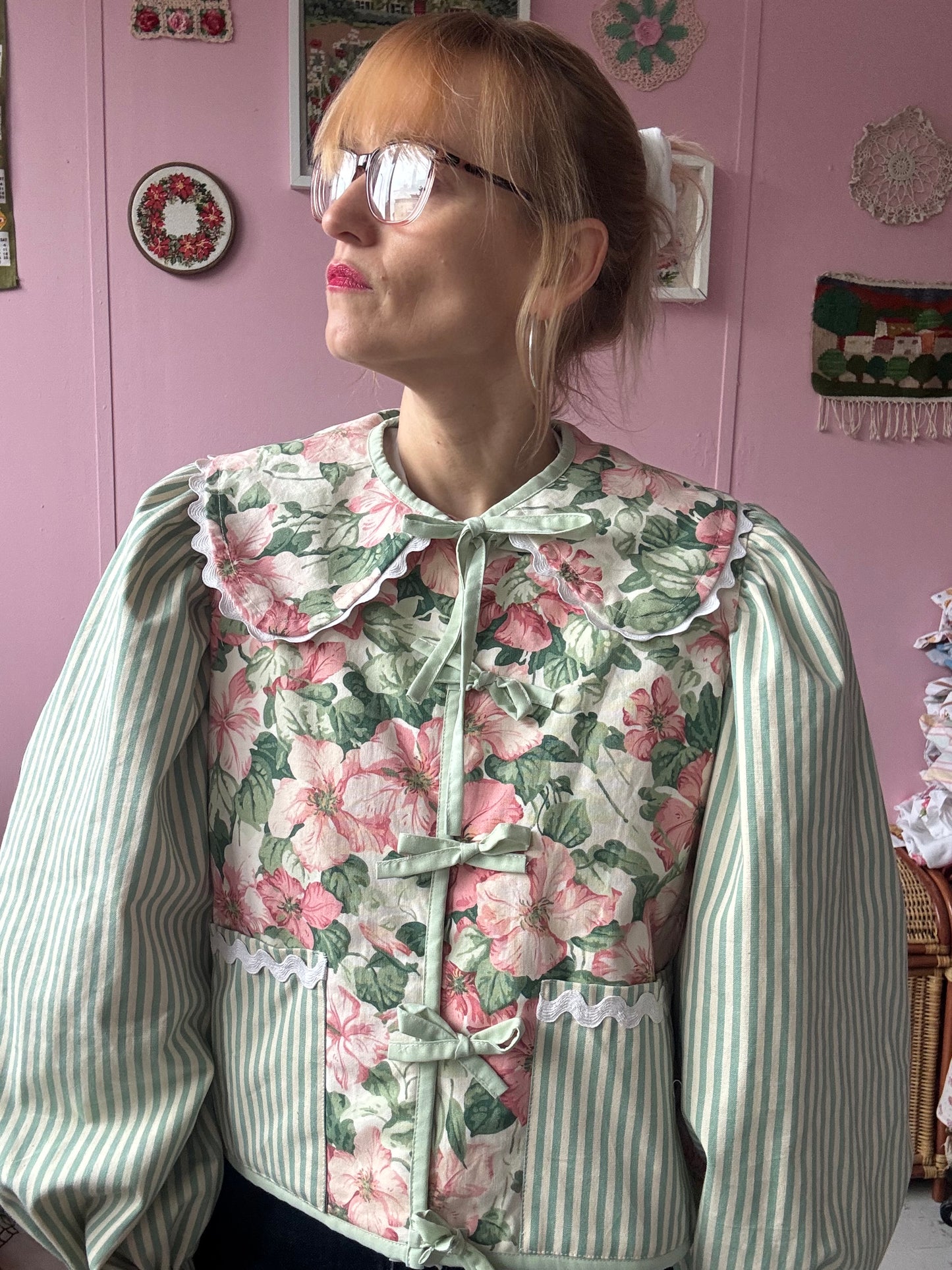 Floral and stripes jacket