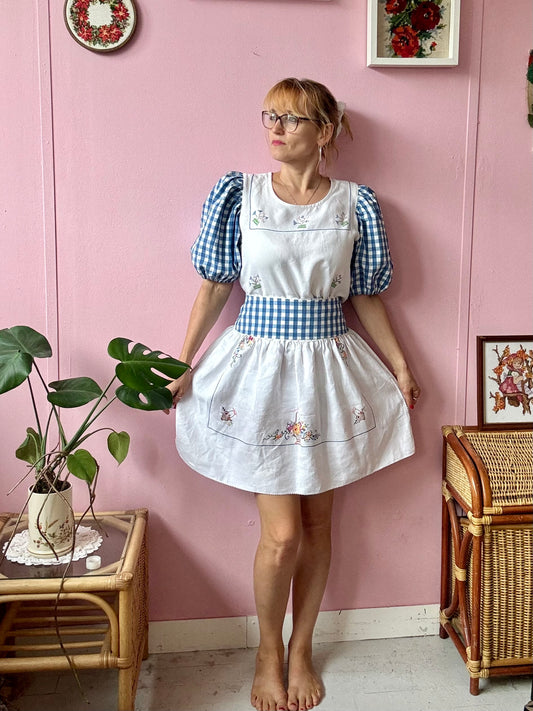 Embroidery and gingham skirt