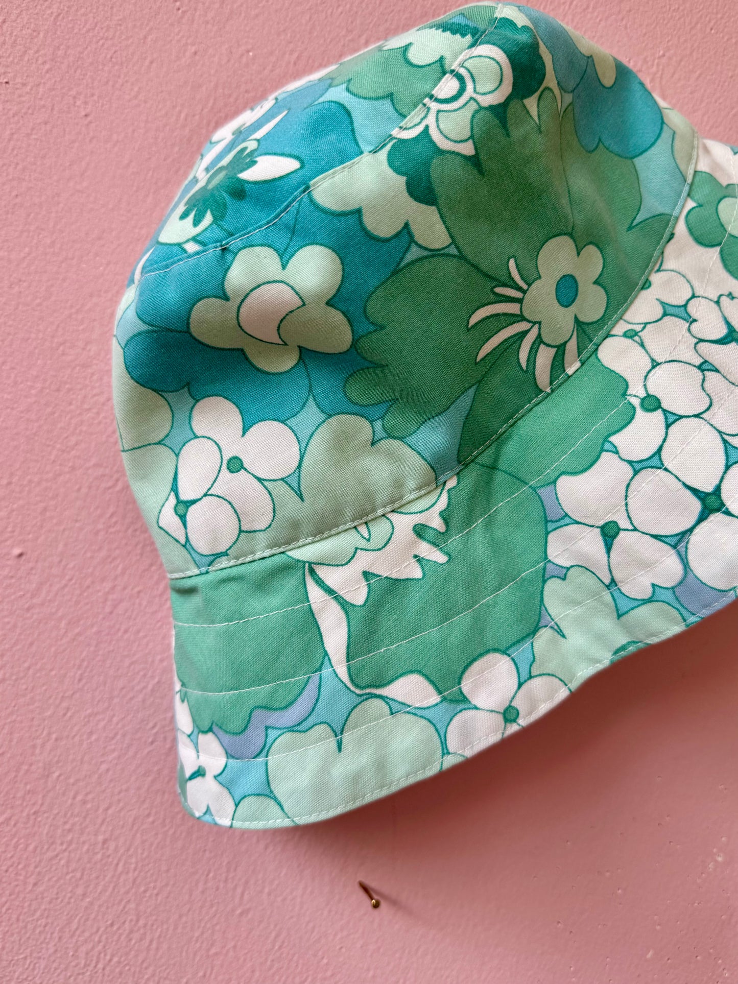 Green and blue floral bucket hat